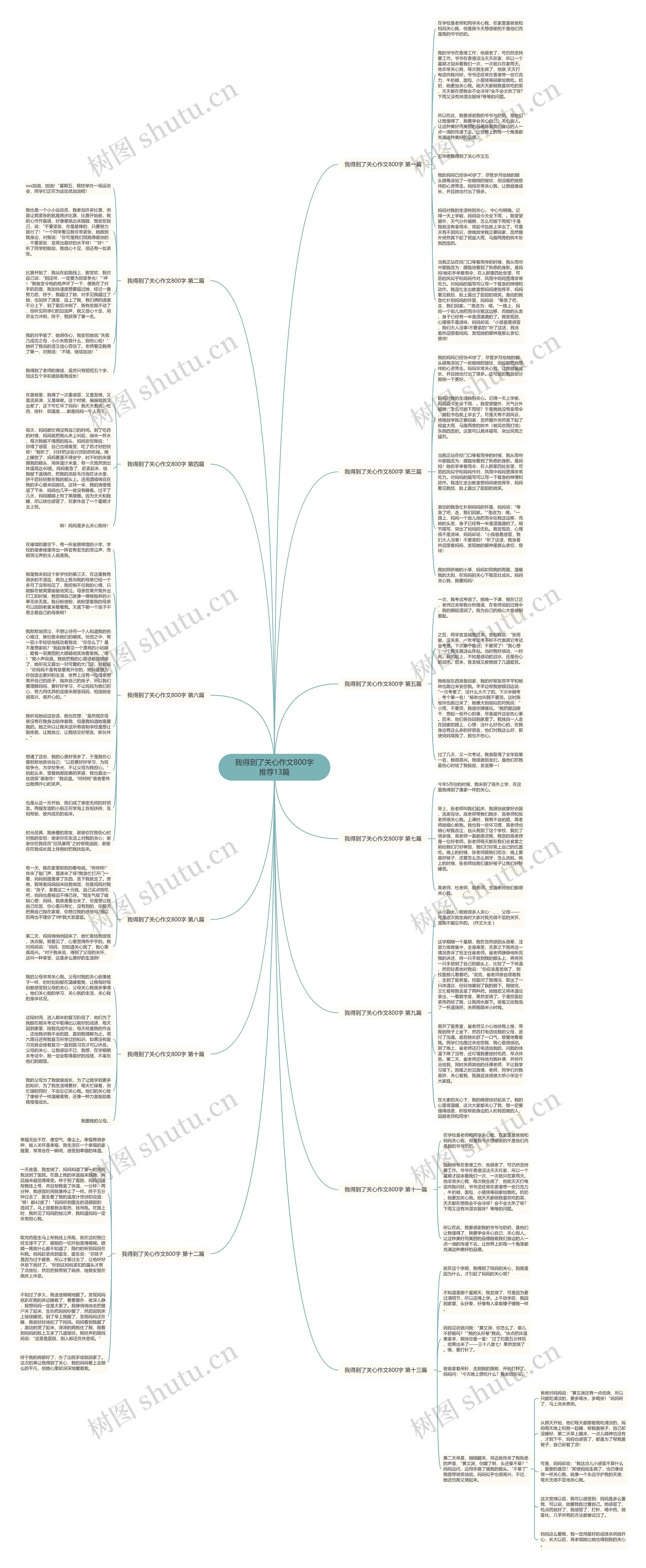 我得到了关心作文800字推荐13篇思维导图