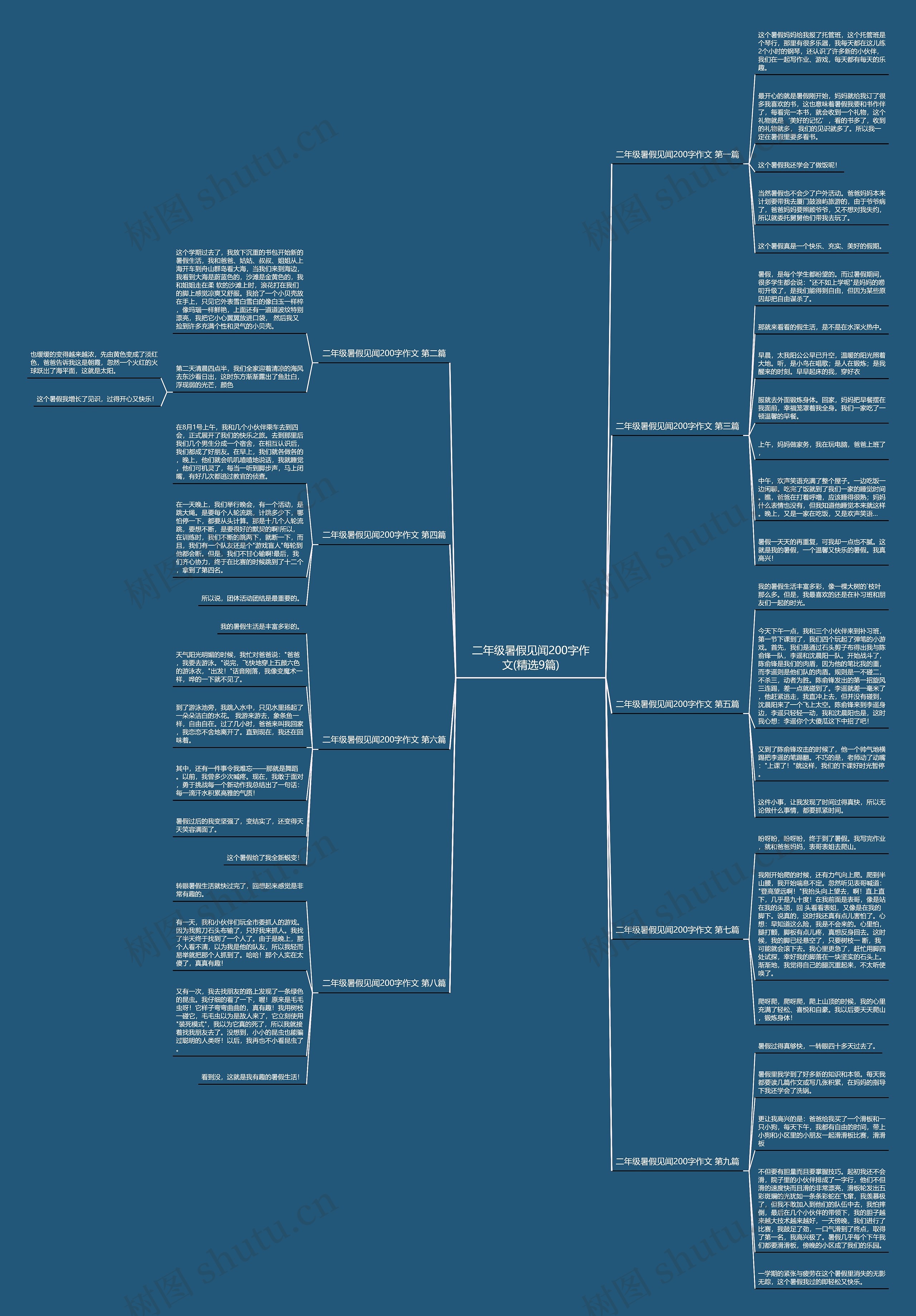 二年级暑假见闻200字作文(精选9篇)思维导图