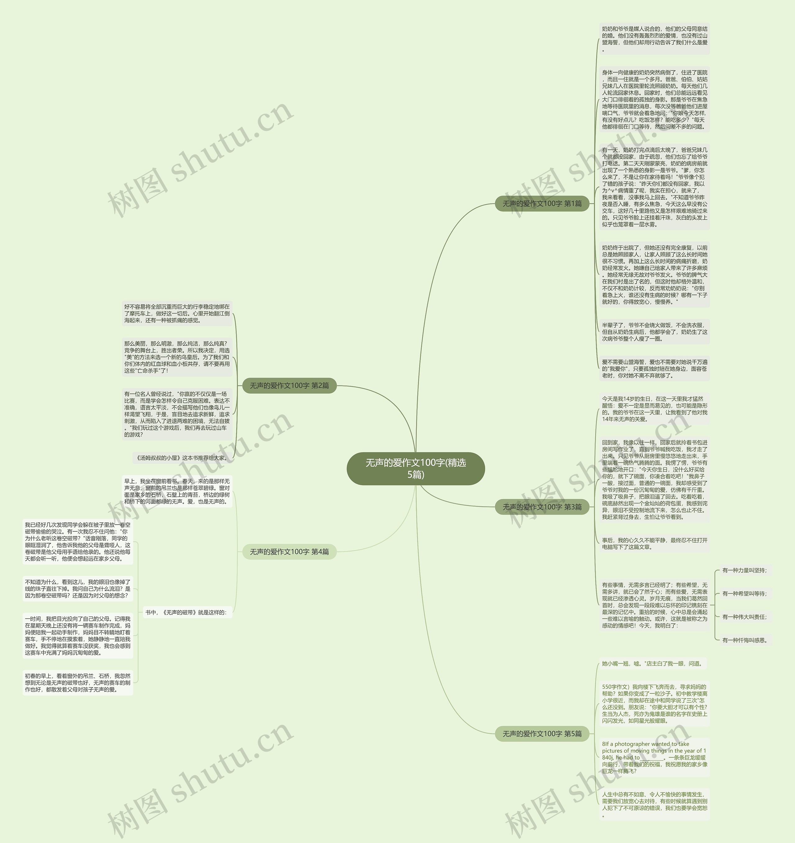 无声的爱作文100字(精选5篇)思维导图