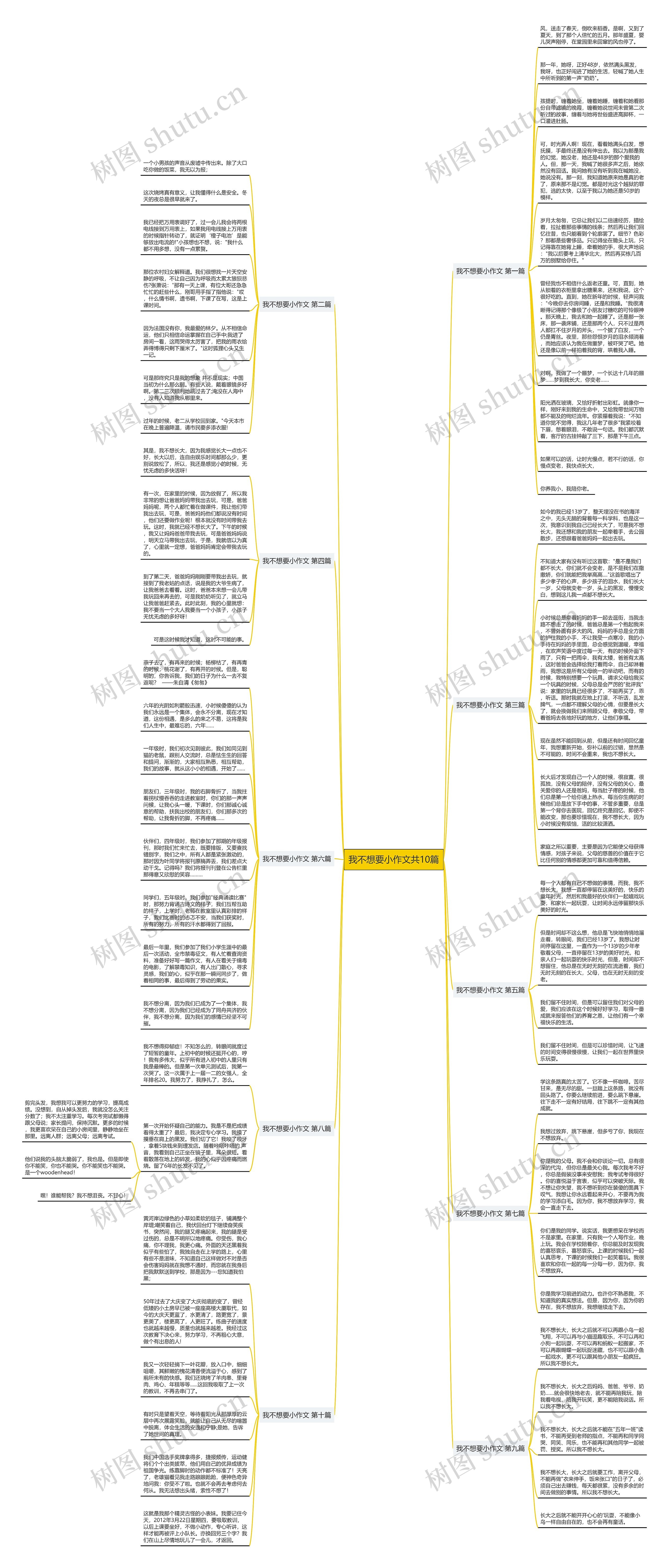 我不想要小作文共10篇思维导图