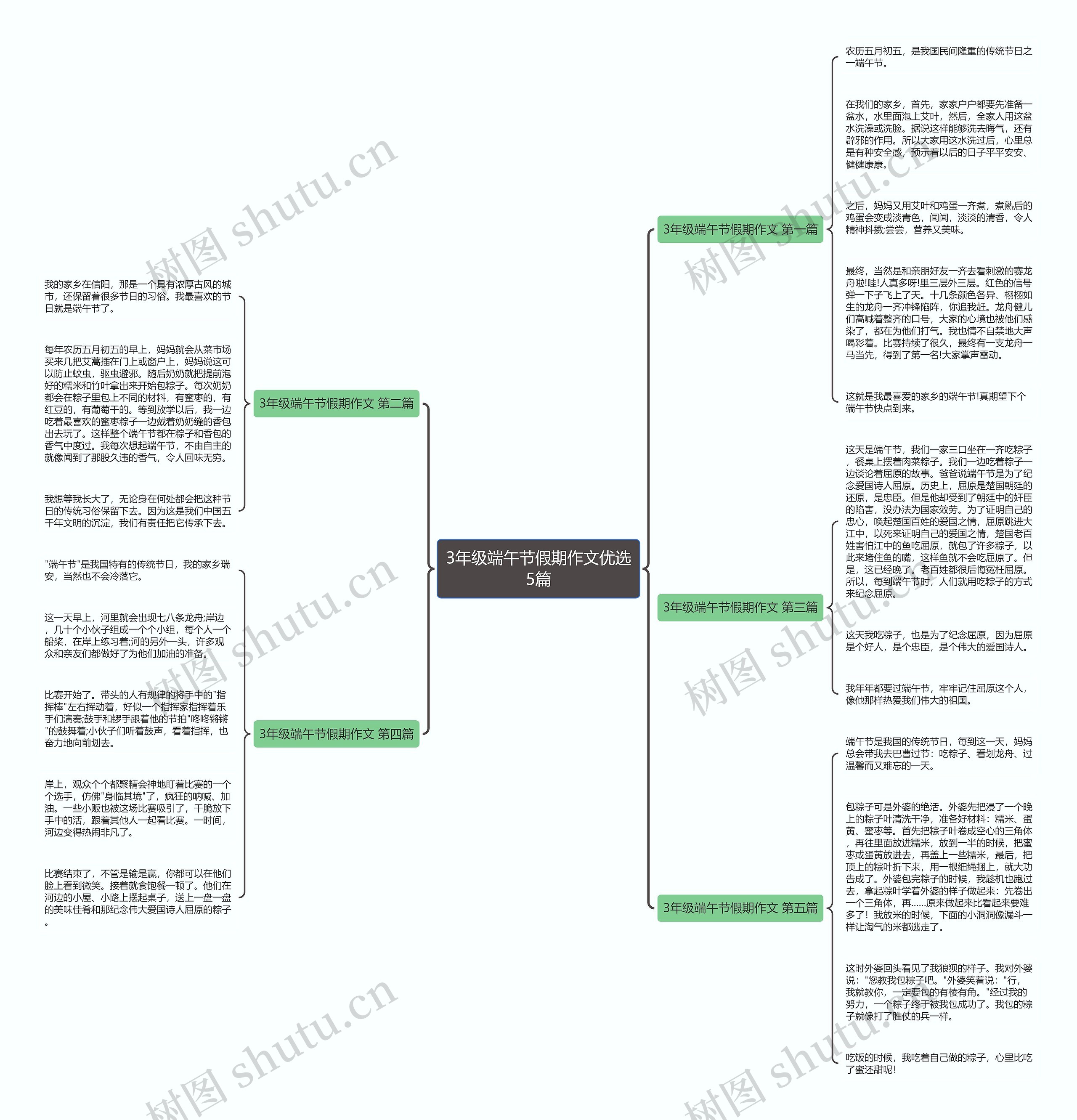 3年级端午节假期作文优选5篇思维导图