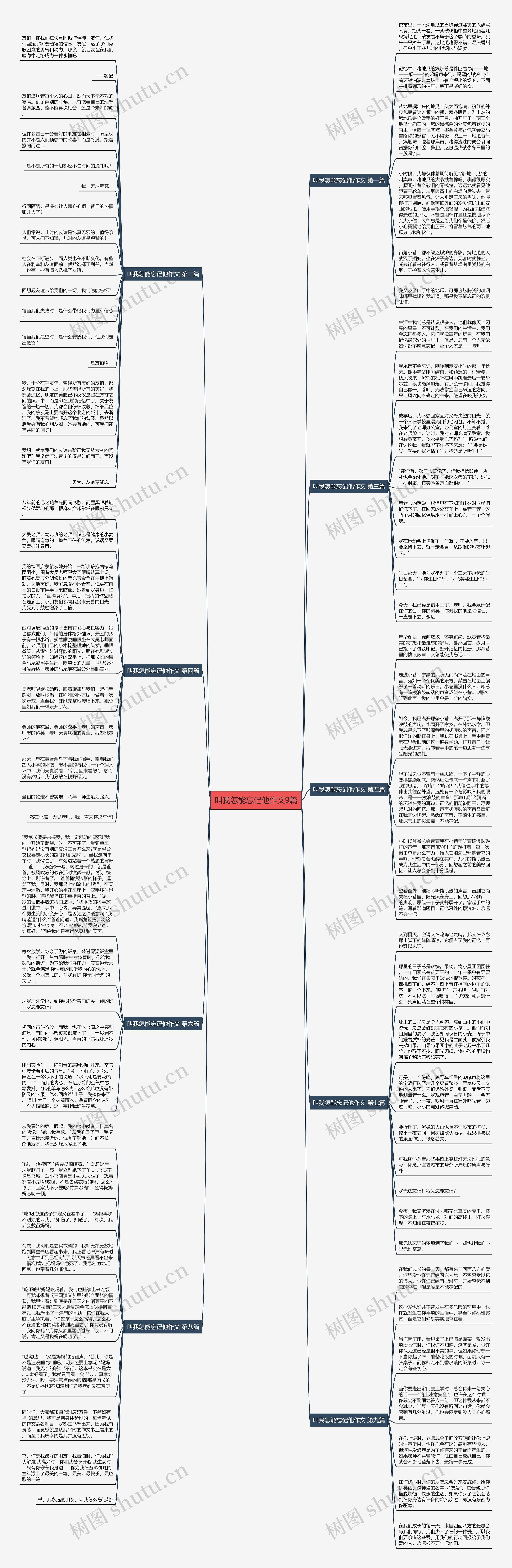 叫我怎能忘记他作文9篇思维导图高清图 叫我怎能忘记他作文9篇思维导图
