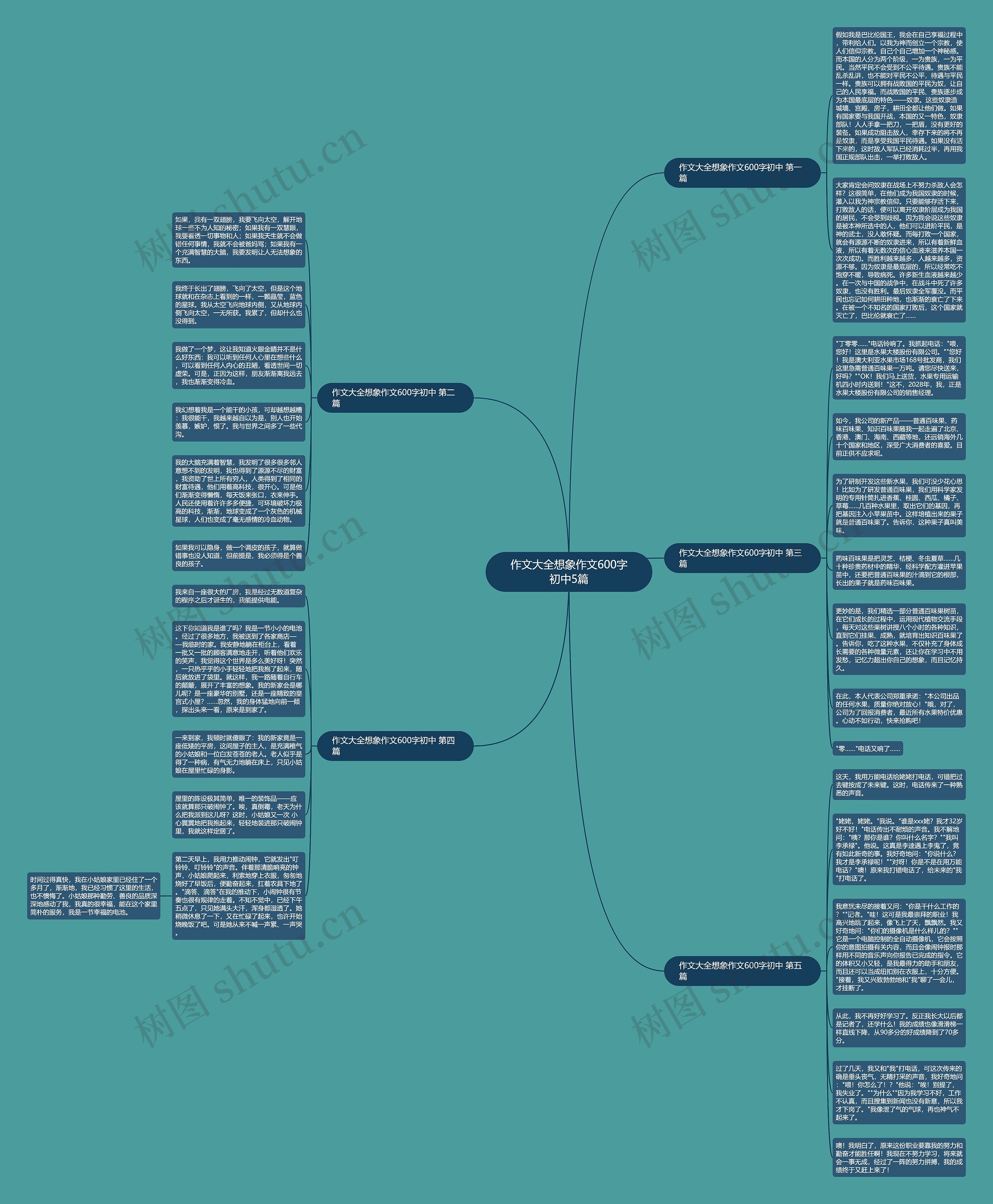 作文大全想象作文600字初中5篇思维导图