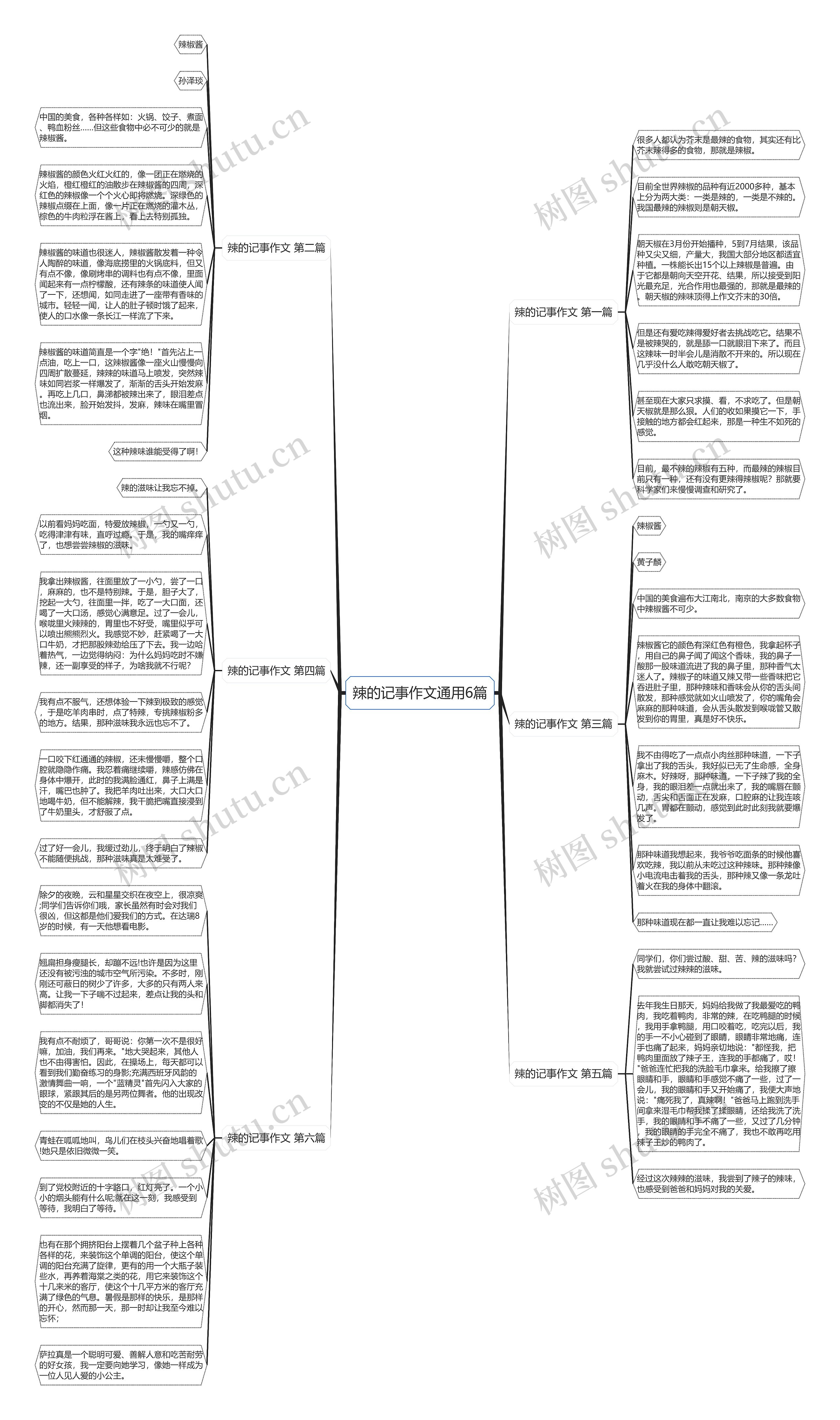 辣的记事作文通用6篇思维导图