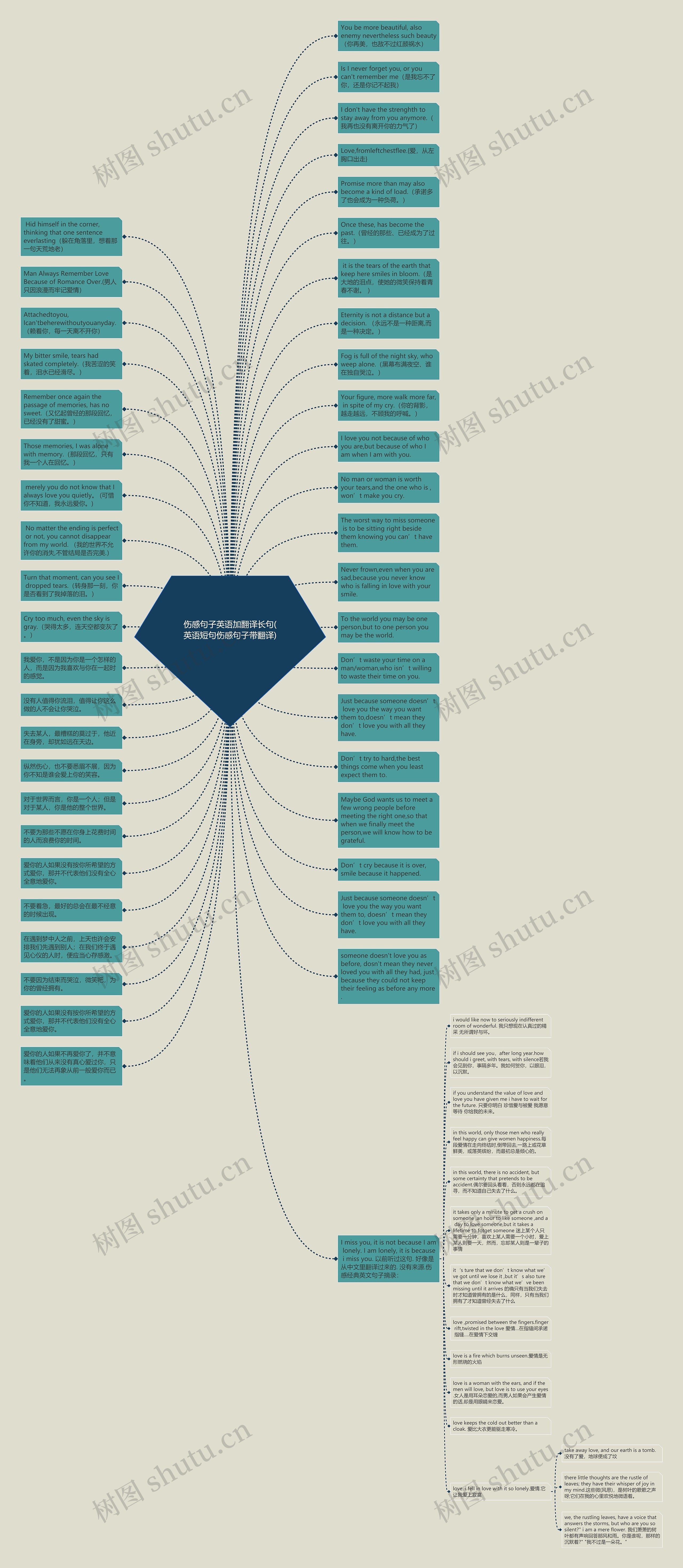 伤感句子英语加翻译长句(英语短句伤感句子带翻译)思维导图