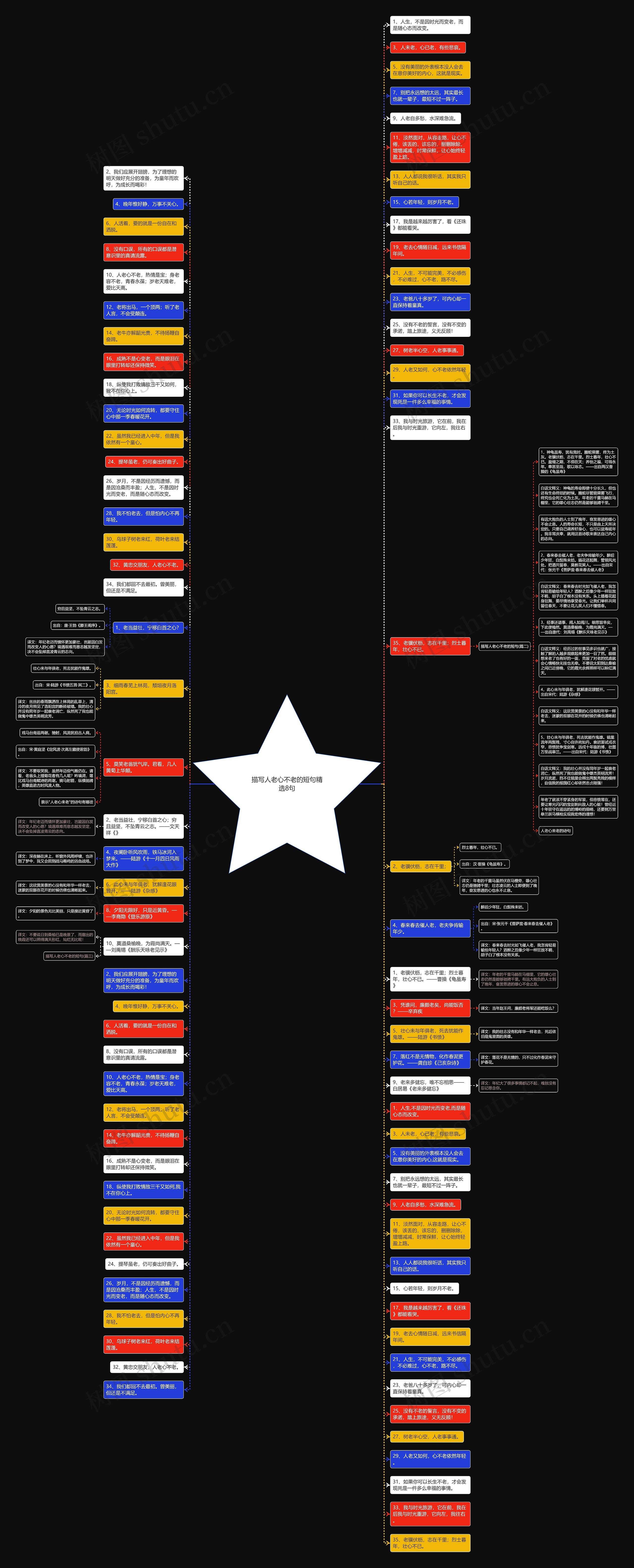 描写人老心不老的短句精选8句思维导图