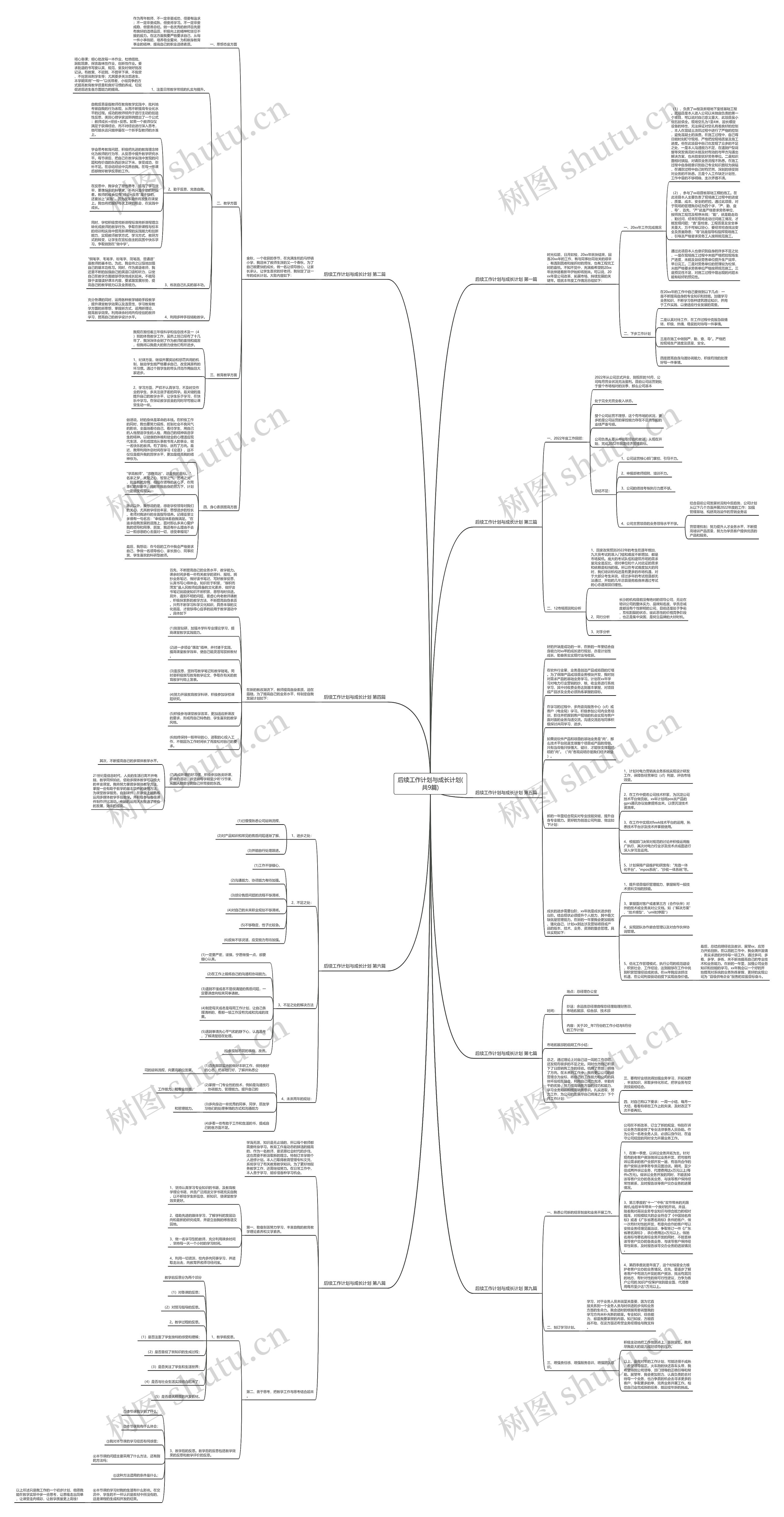 后续工作计划与成长计划(共9篇)思维导图