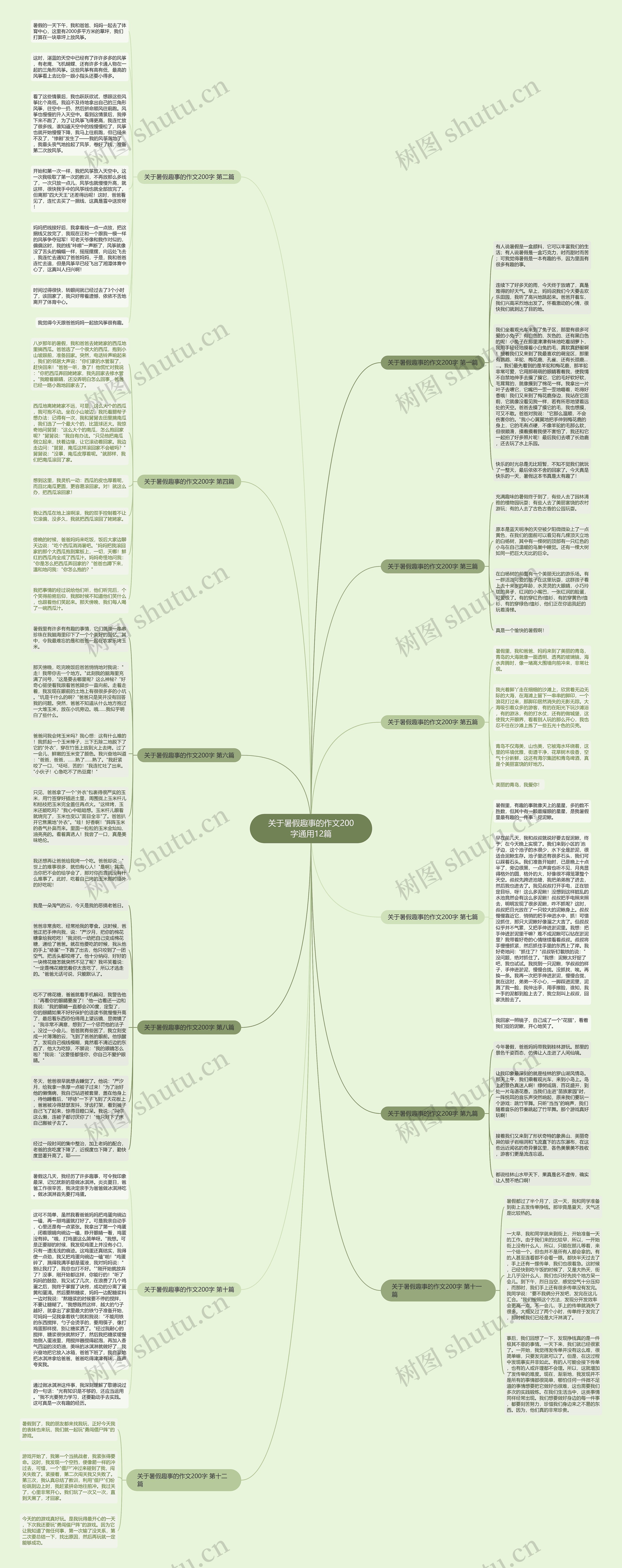 关于暑假趣事的作文200字通用12篇思维导图
