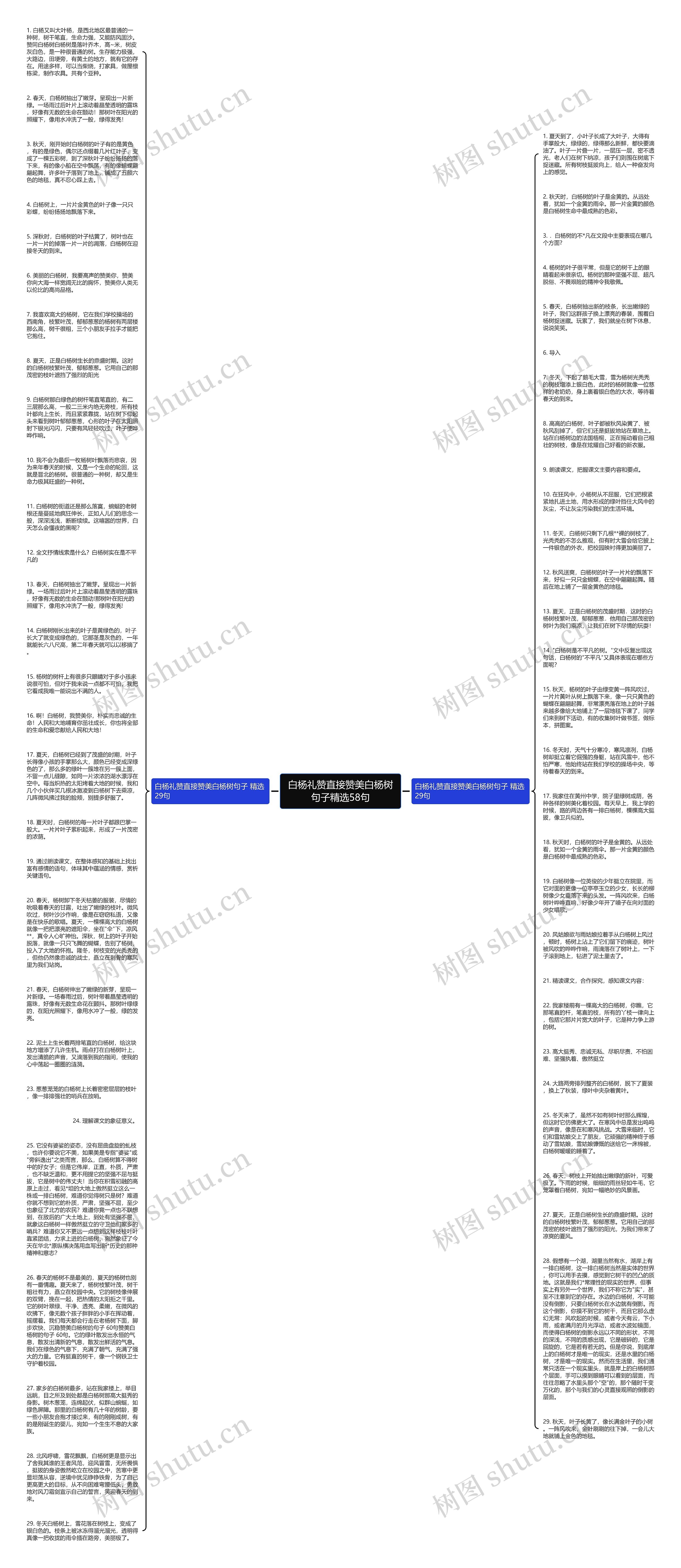 白杨礼赞直接赞美白杨树句子精选58句思维导图