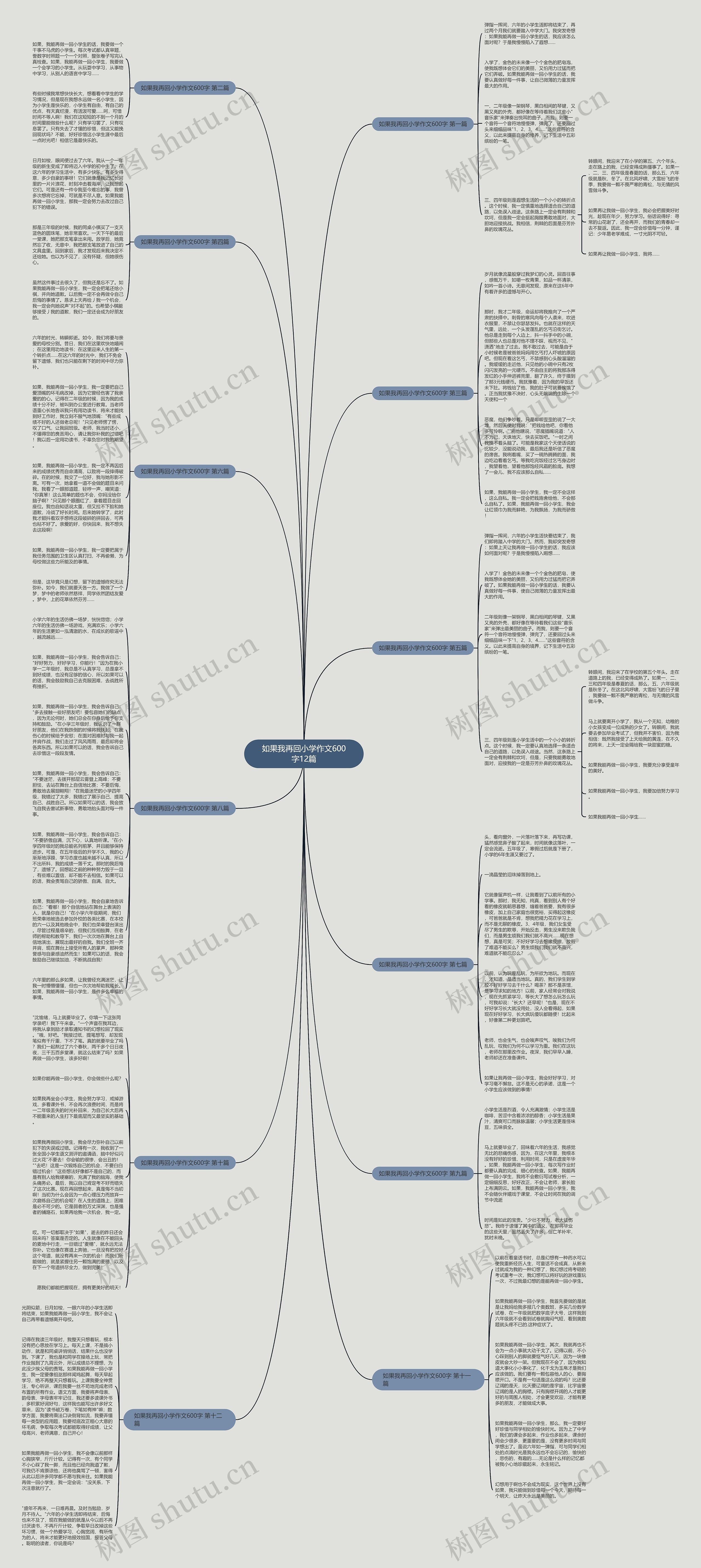 如果我再回小学作文600字12篇思维导图