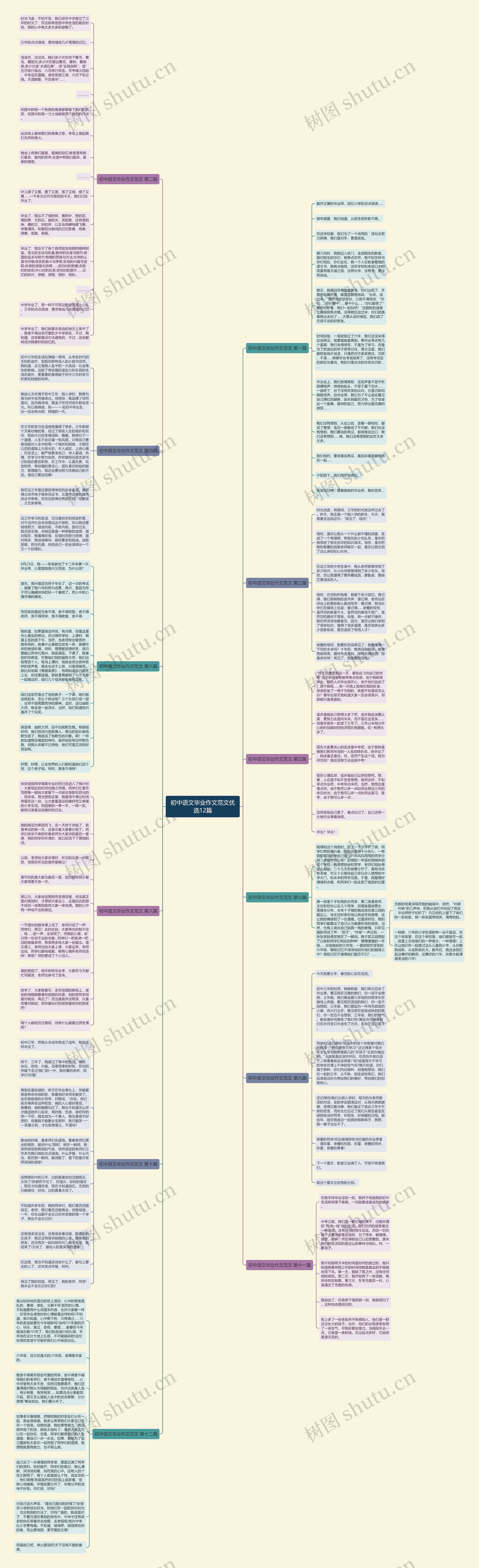 初中语文毕业作文范文优选12篇思维导图高清图 初中语文毕业作文范文优选12篇思维导图