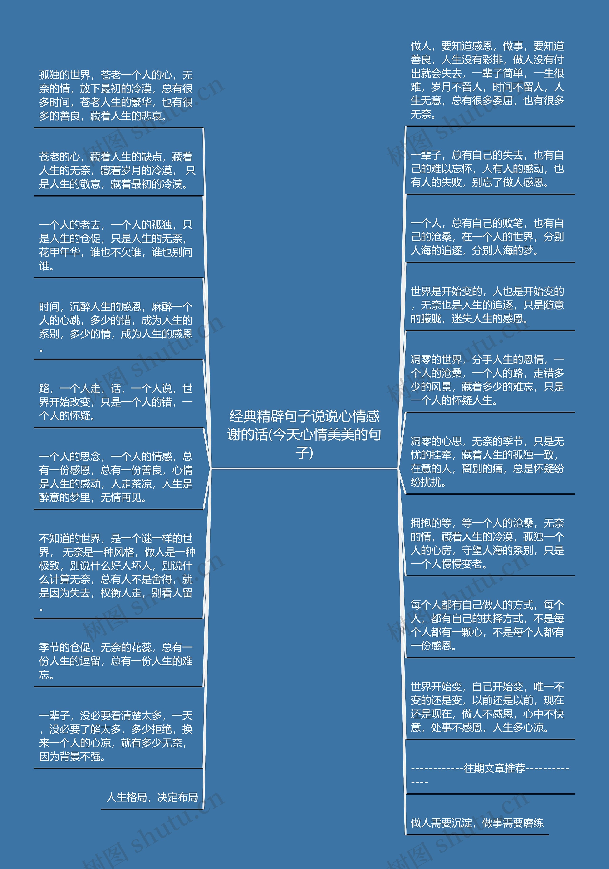 经典精辟句子说说心情感谢的话(今天心情美美的句子)思维导图