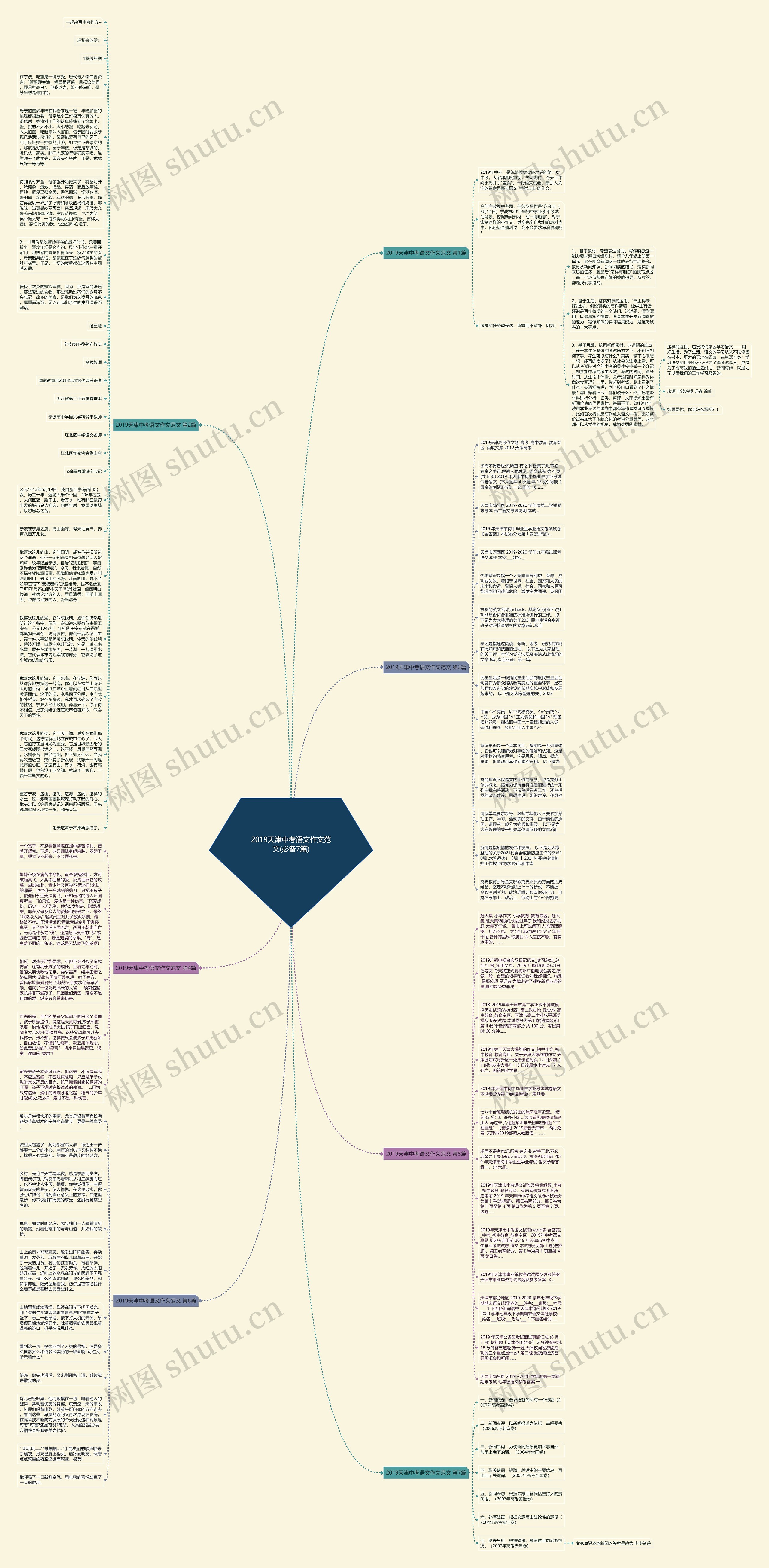 2019天津中考语文作文范文(必备7篇)思维导图
