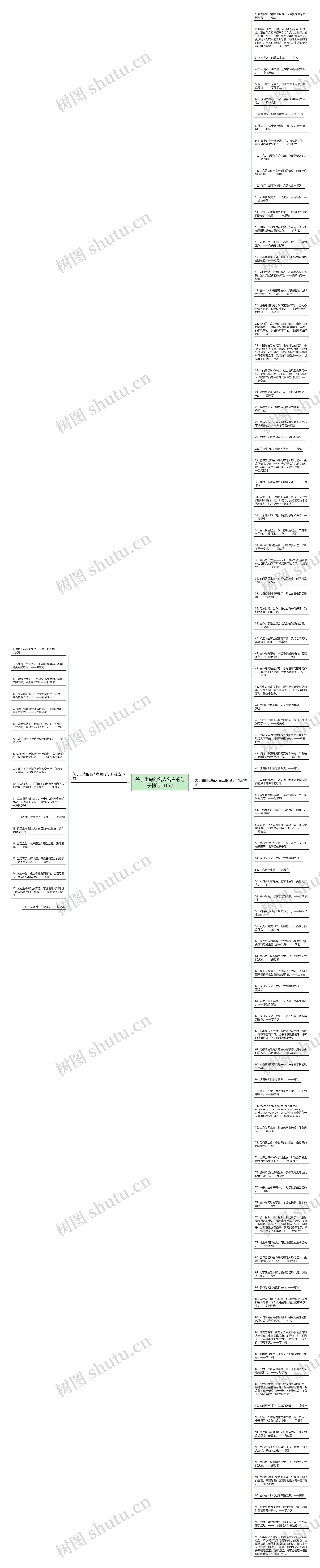关于生命的名人名言的句子精选116句思维导图