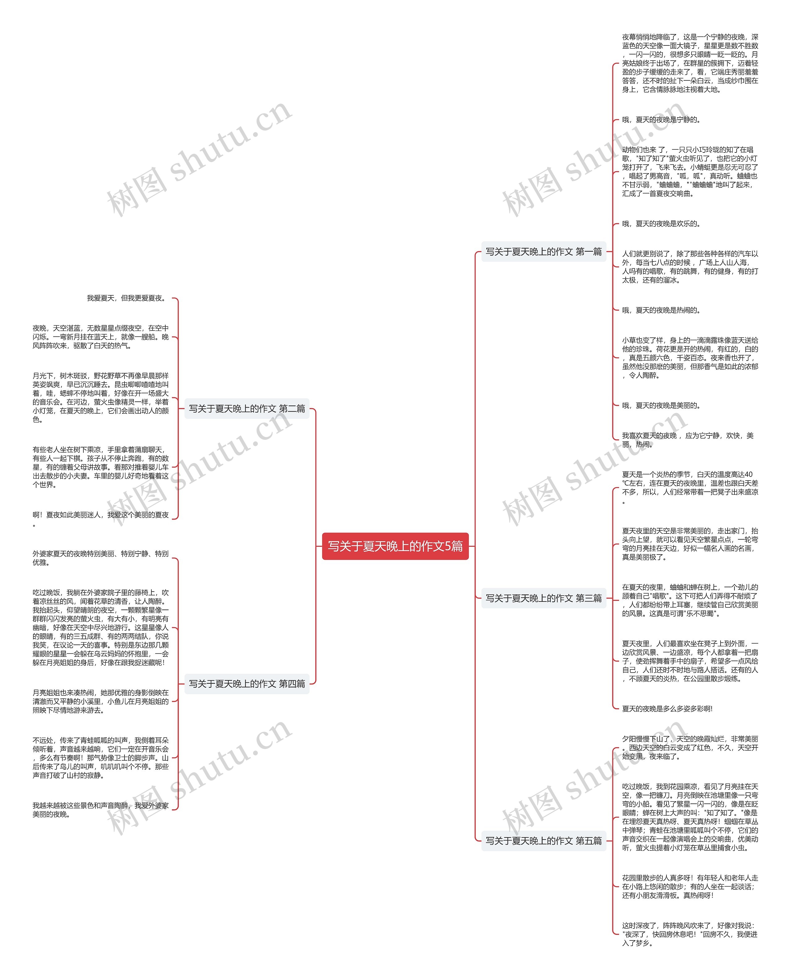 写关于夏天晚上的作文5篇思维导图