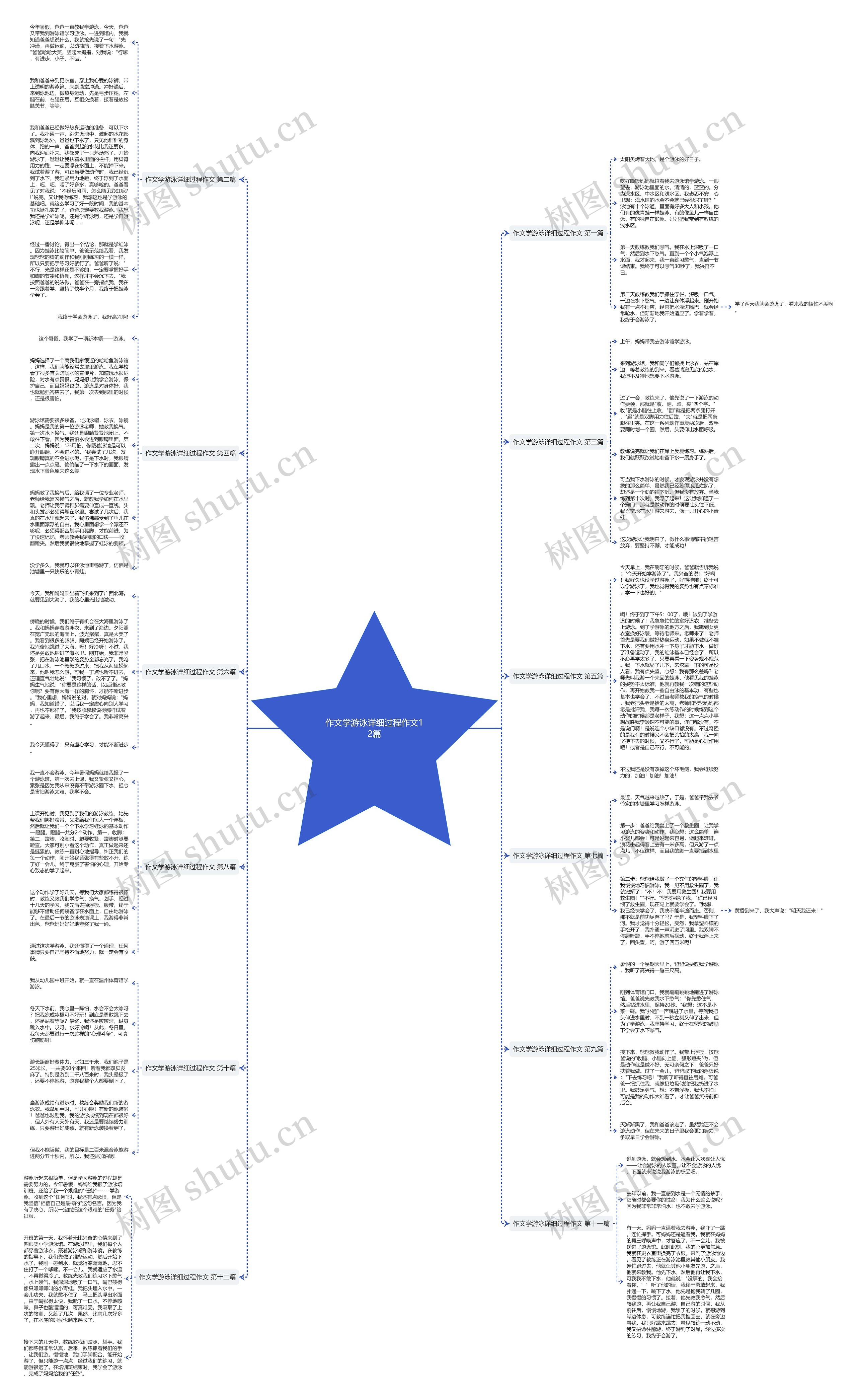 作文学游泳详细过程作文12篇思维导图