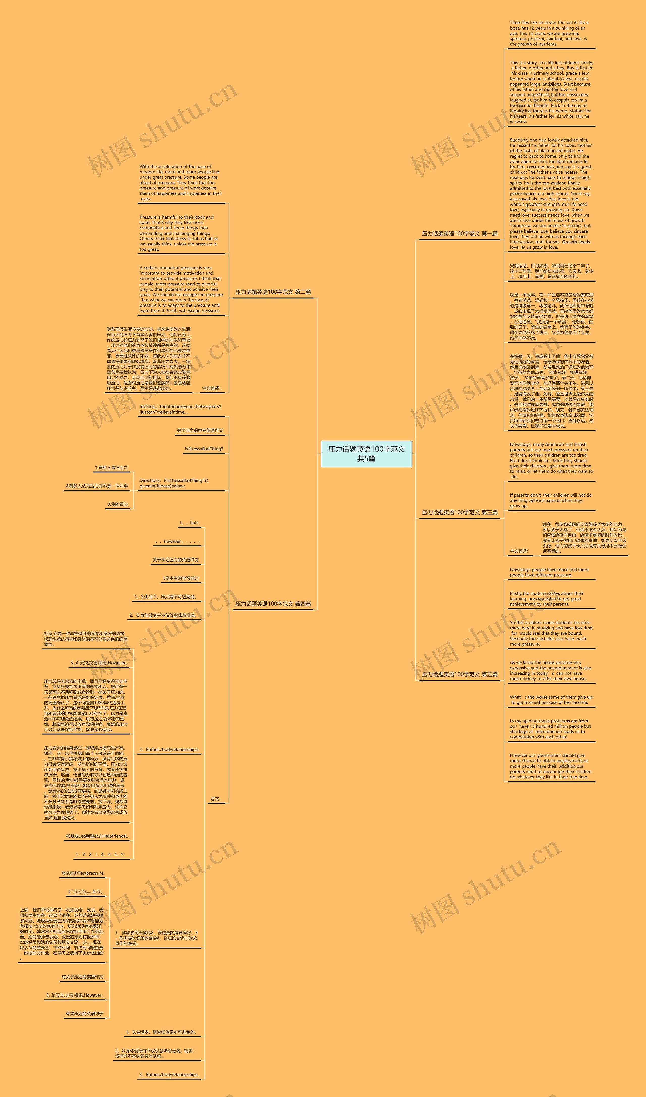 压力话题英语100字范文共5篇思维导图