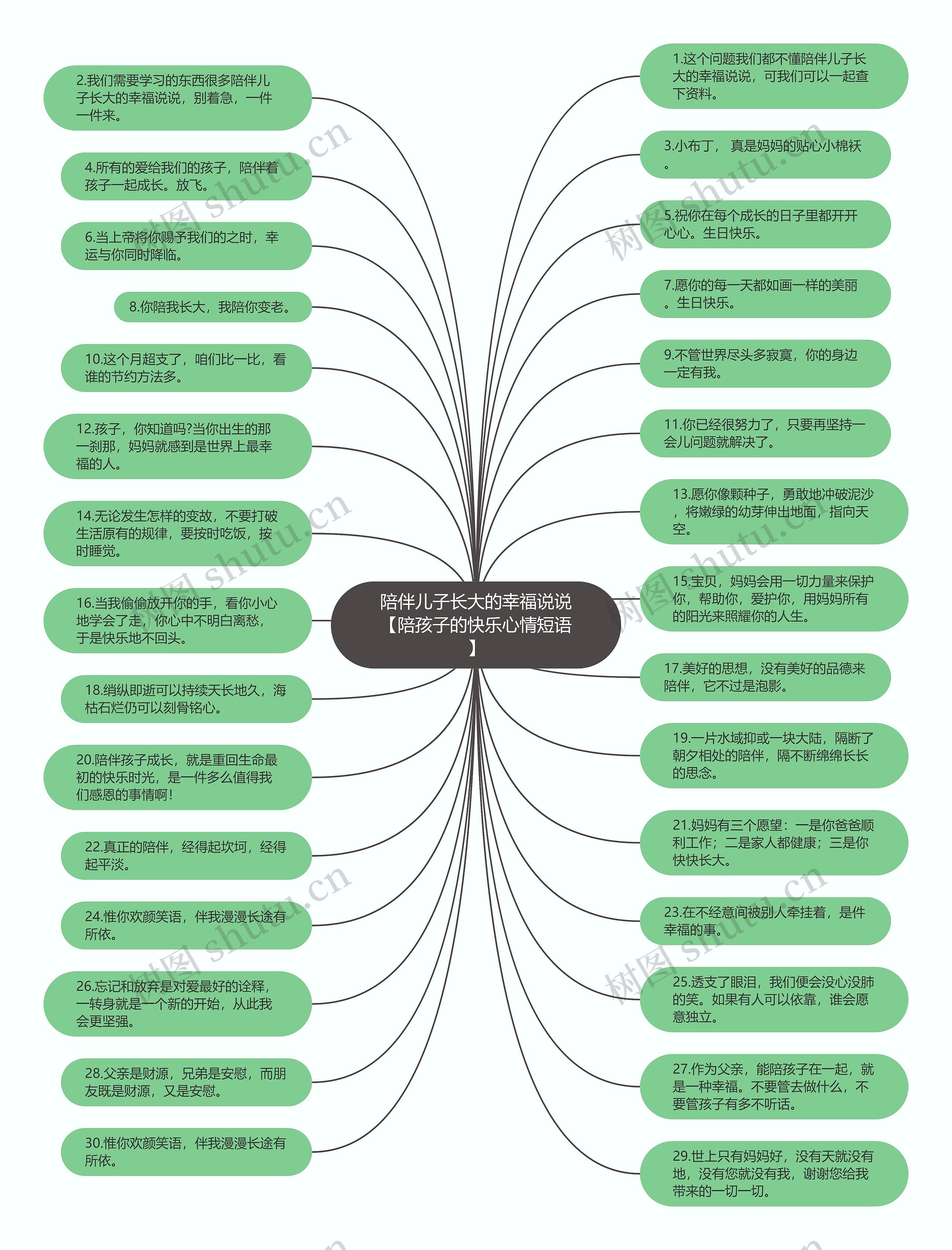 陪伴儿子长大的幸福说说【陪孩子的快乐心情短语】思维导图