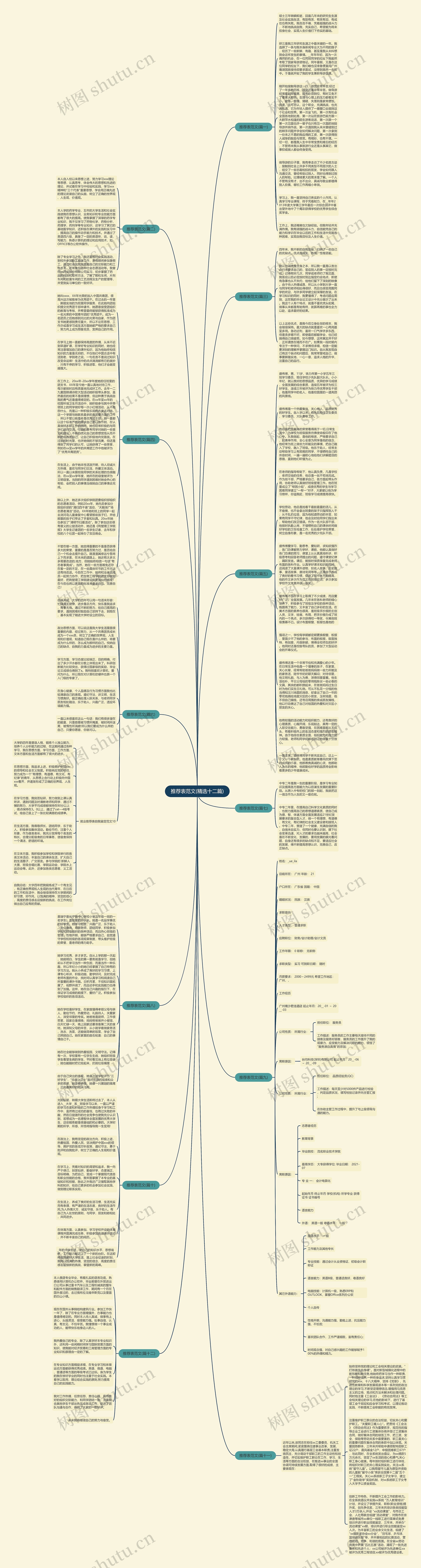 推荐表范文(精选十二篇)思维导图