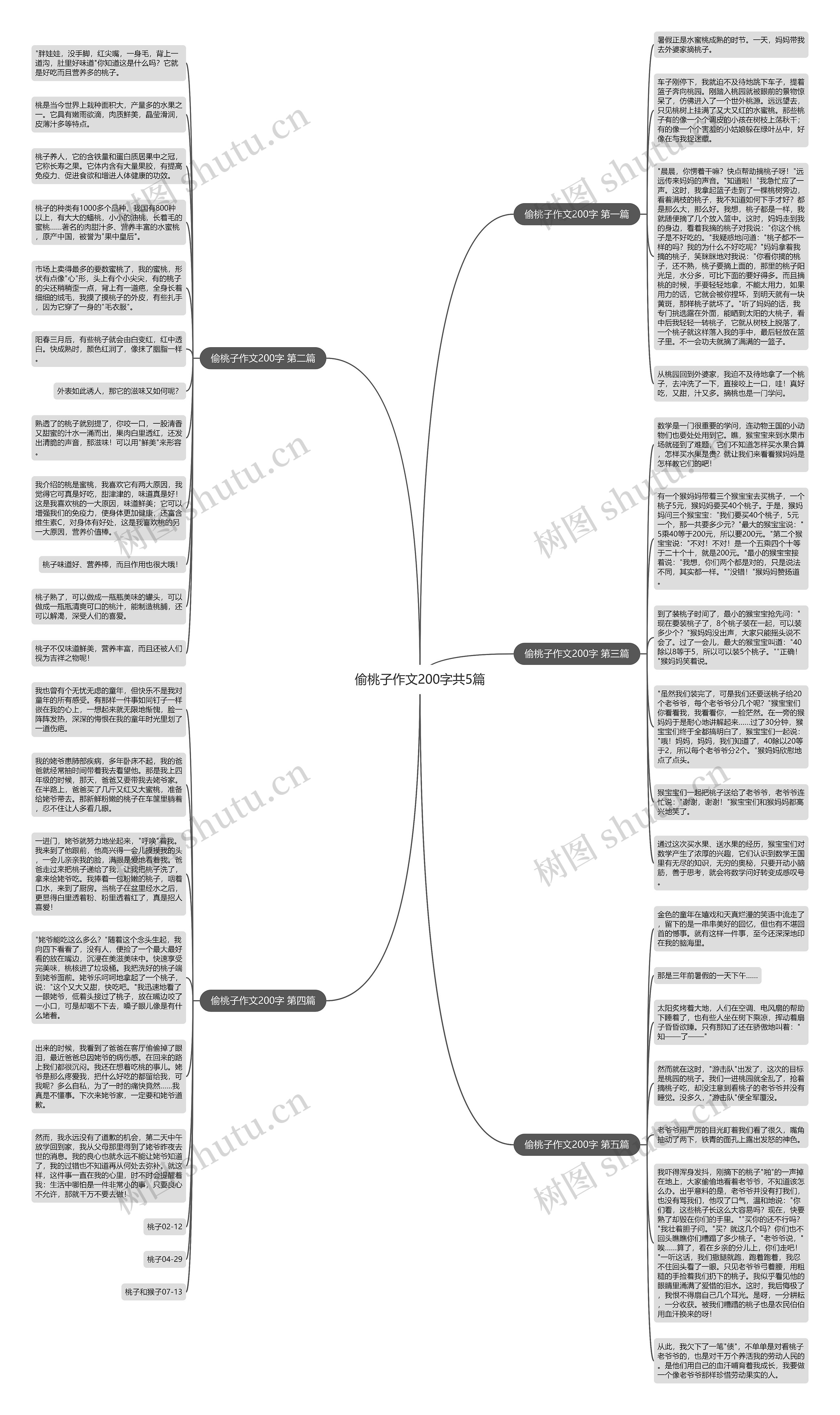 偷桃子作文200字共5篇思维导图
