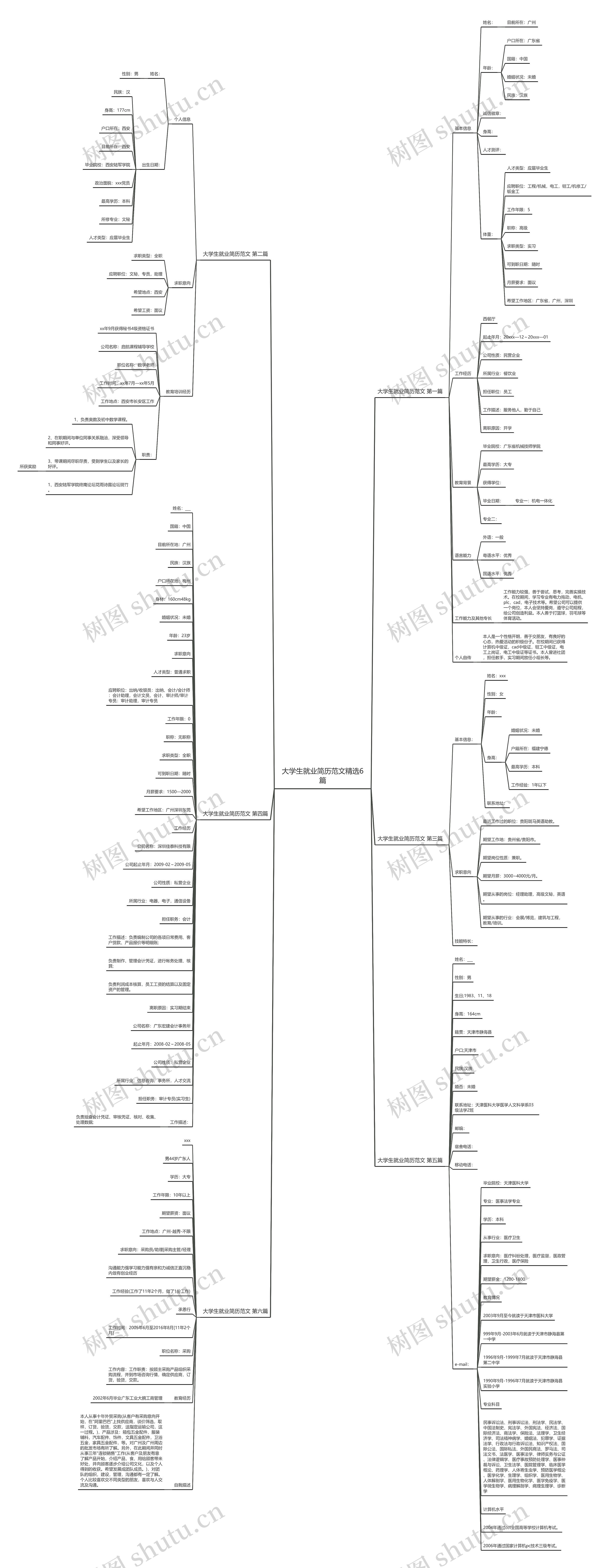 大学生就业简历范文精选6篇思维导图