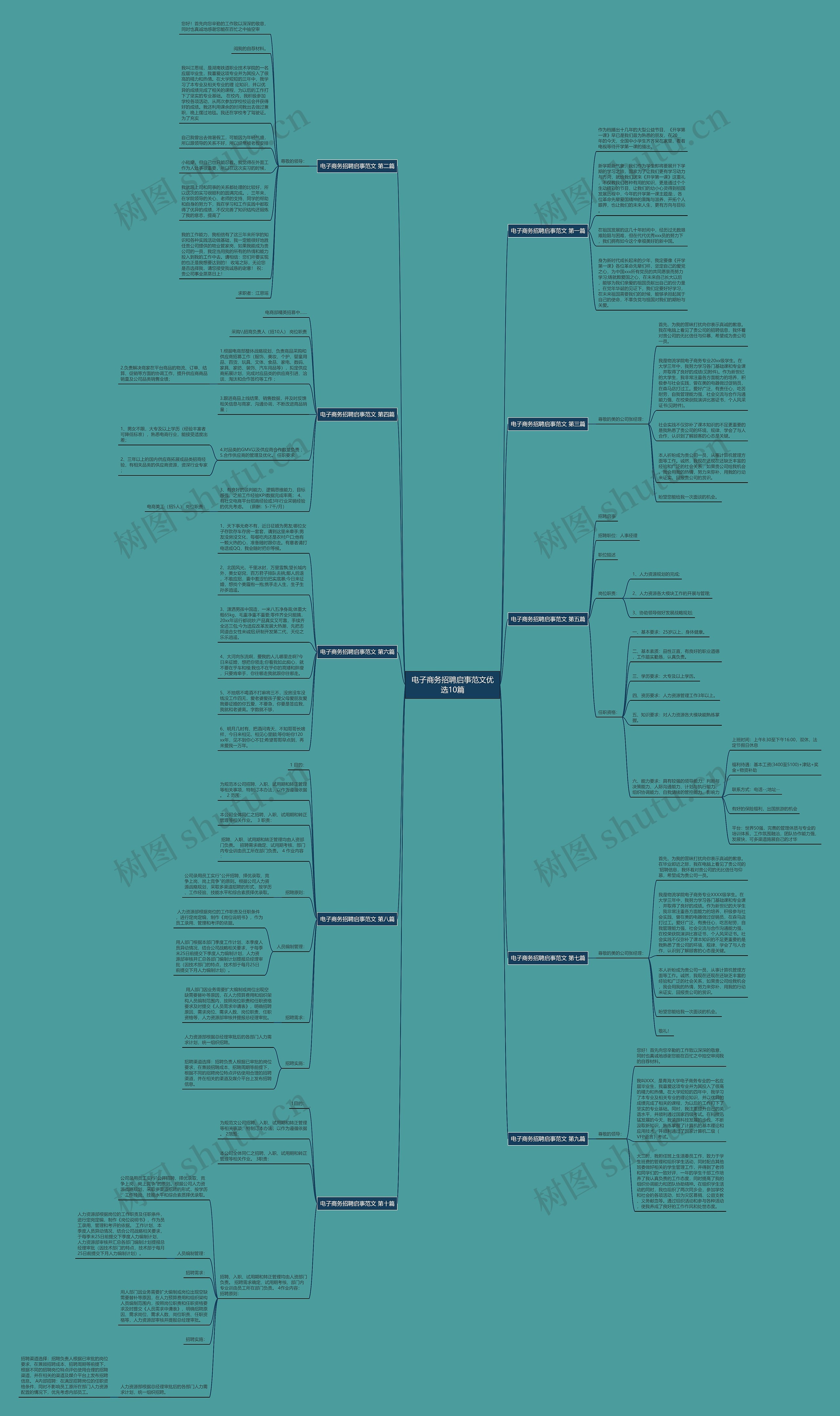电子商务招聘启事范文优选10篇思维导图
