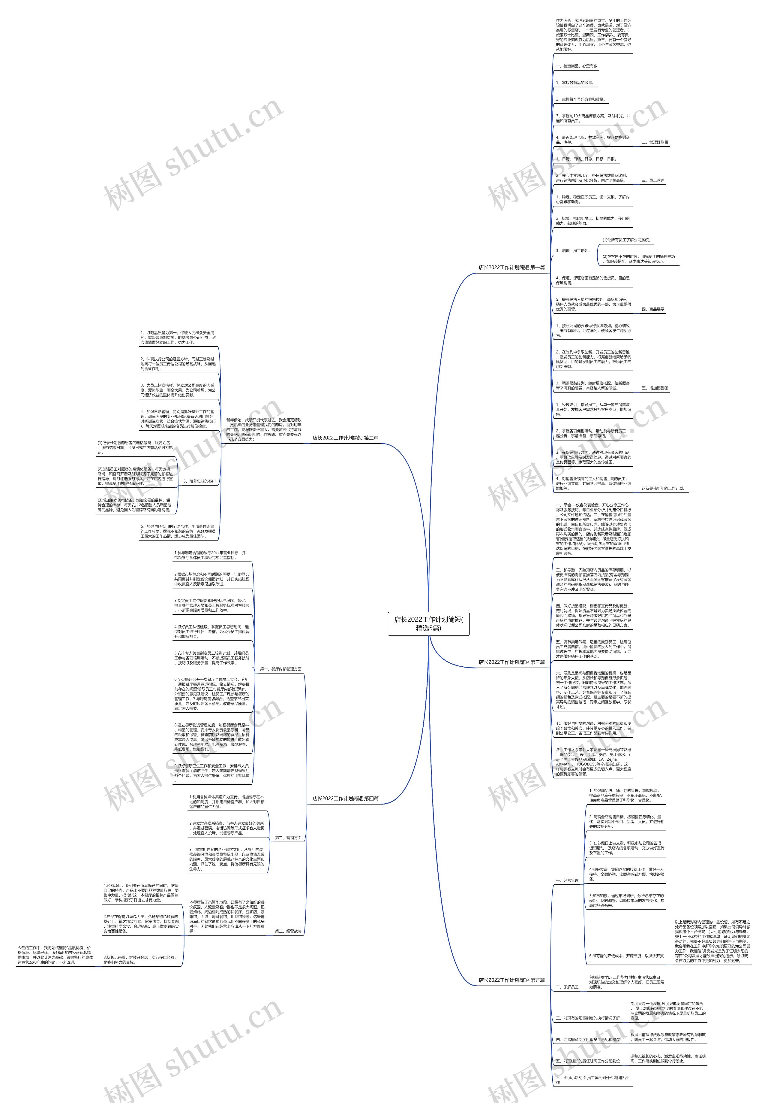 店长2022工作计划简短(精选5篇)思维导图