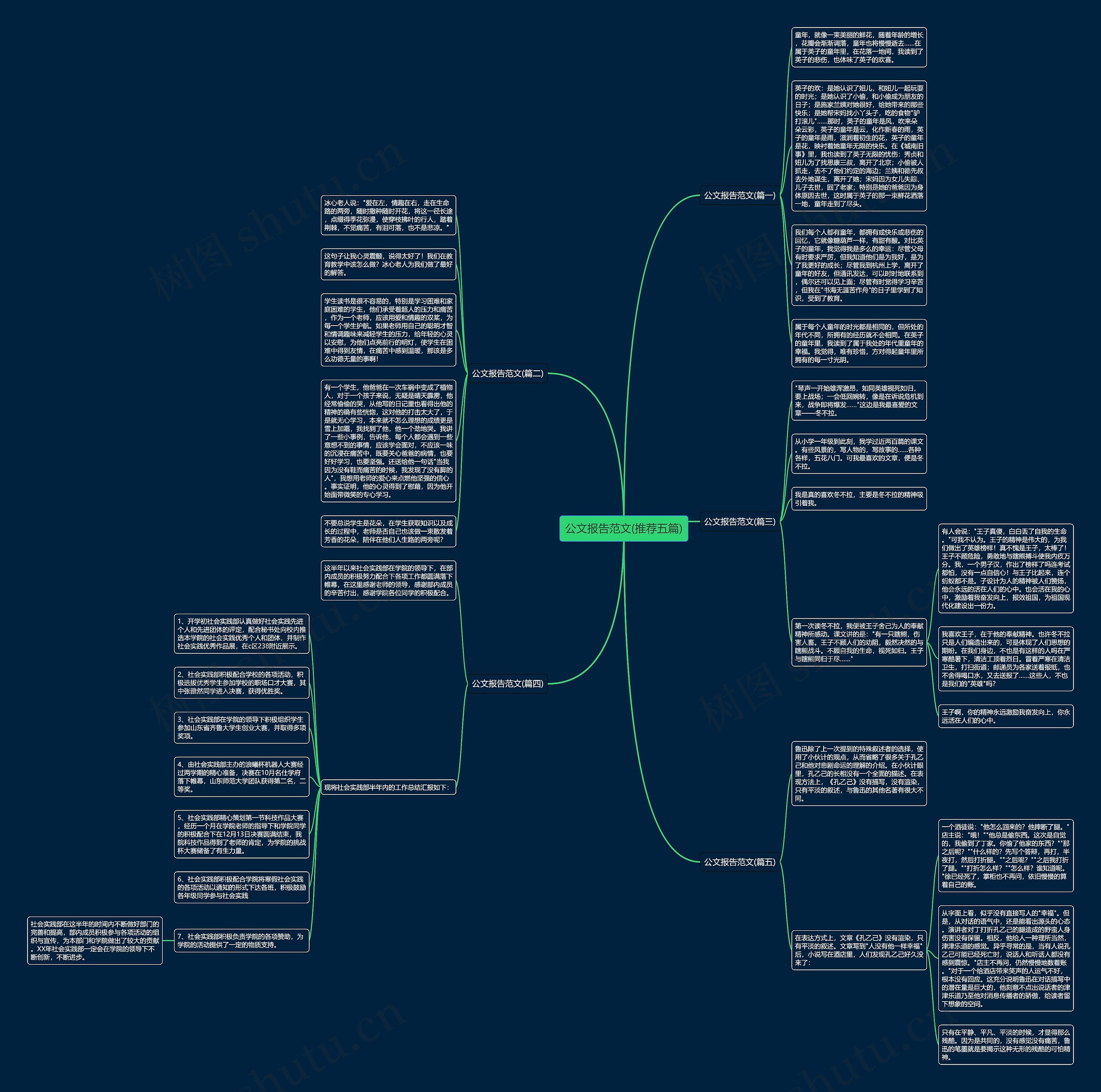 公文报告范文(推荐五篇)思维导图