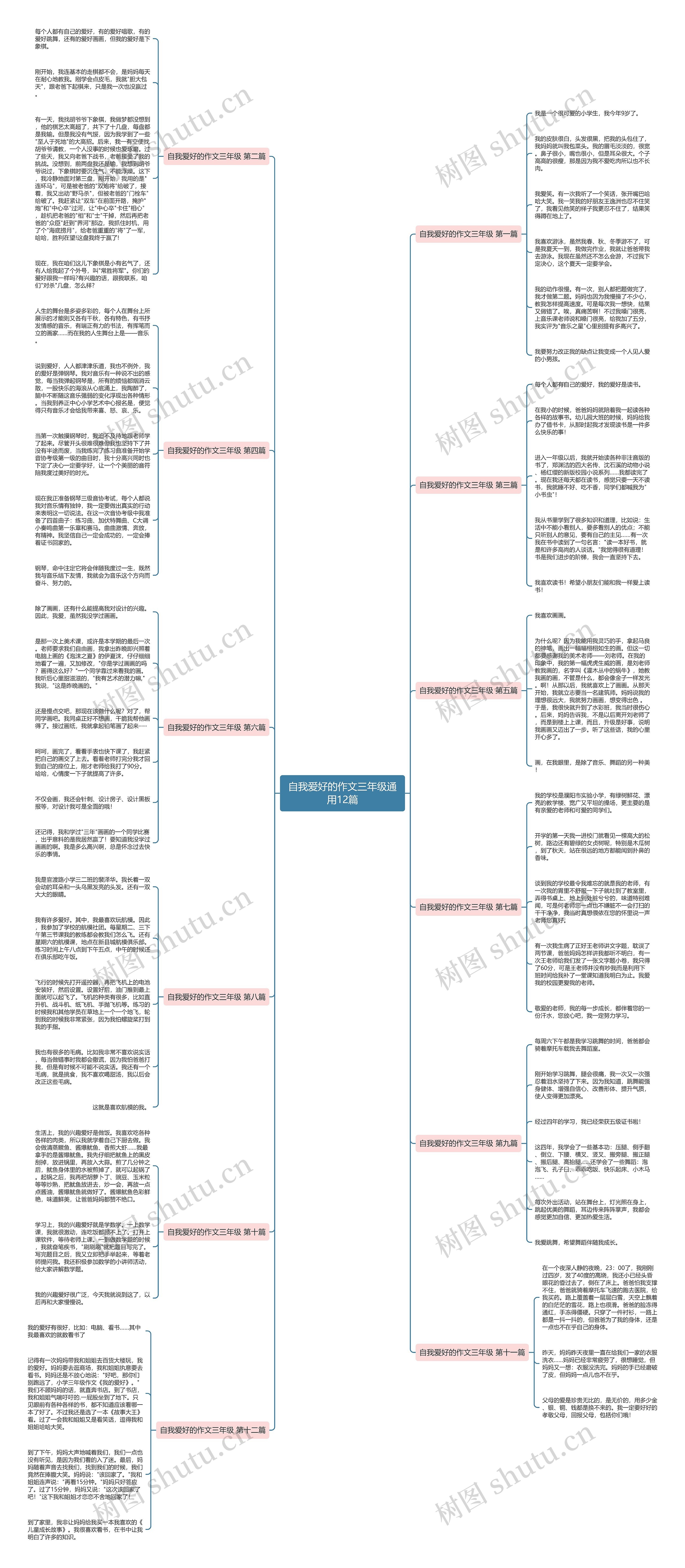 自我爱好的作文三年级通用12篇思维导图