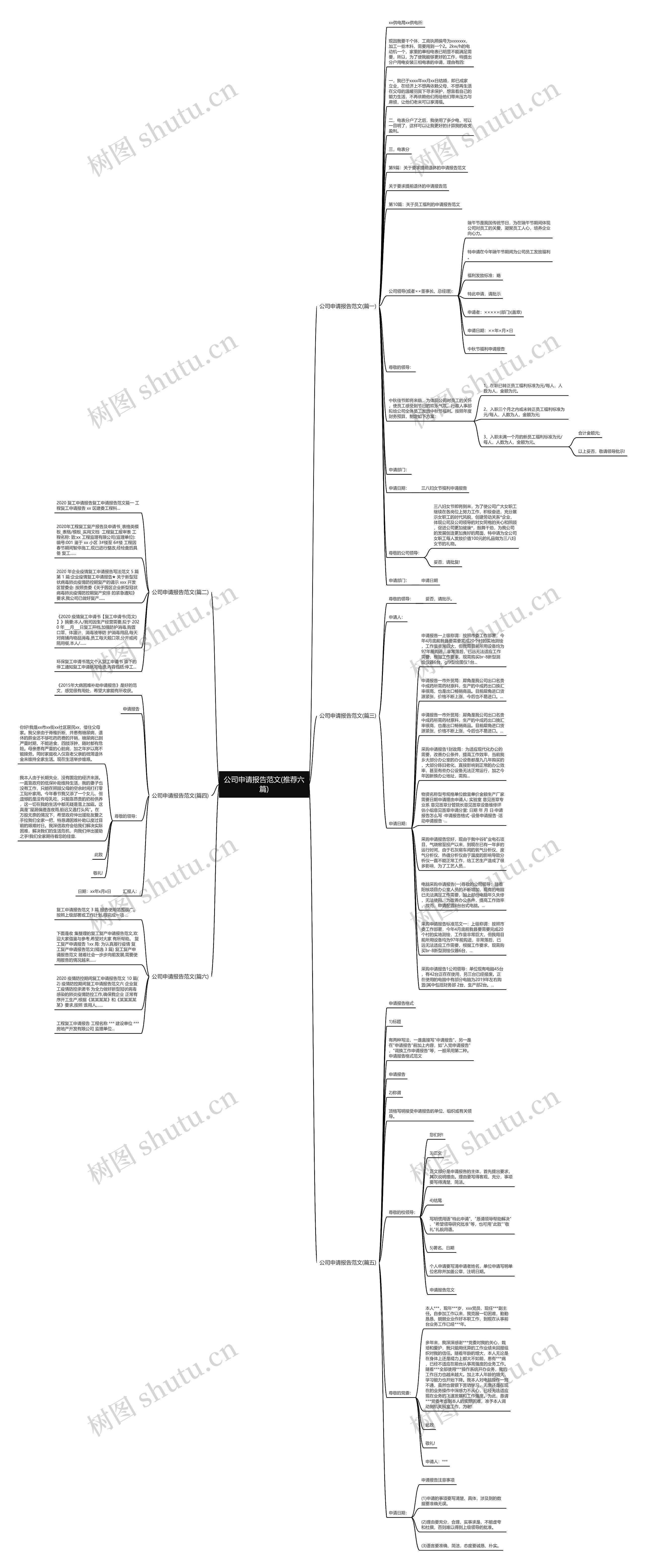 公司申请报告范文(推荐六篇)思维导图