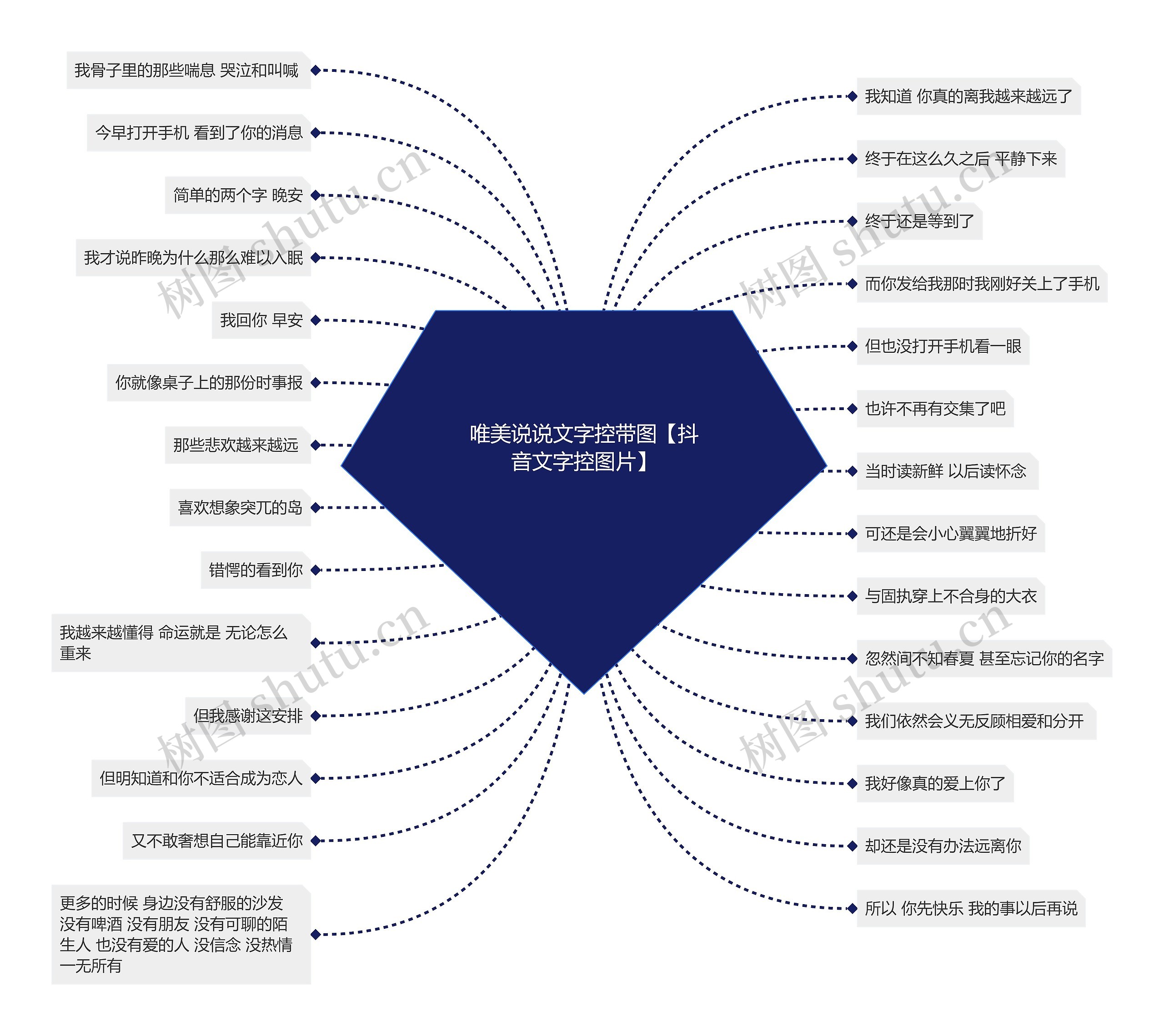 唯美说说文字控带图【抖音文字控图片】思维导图