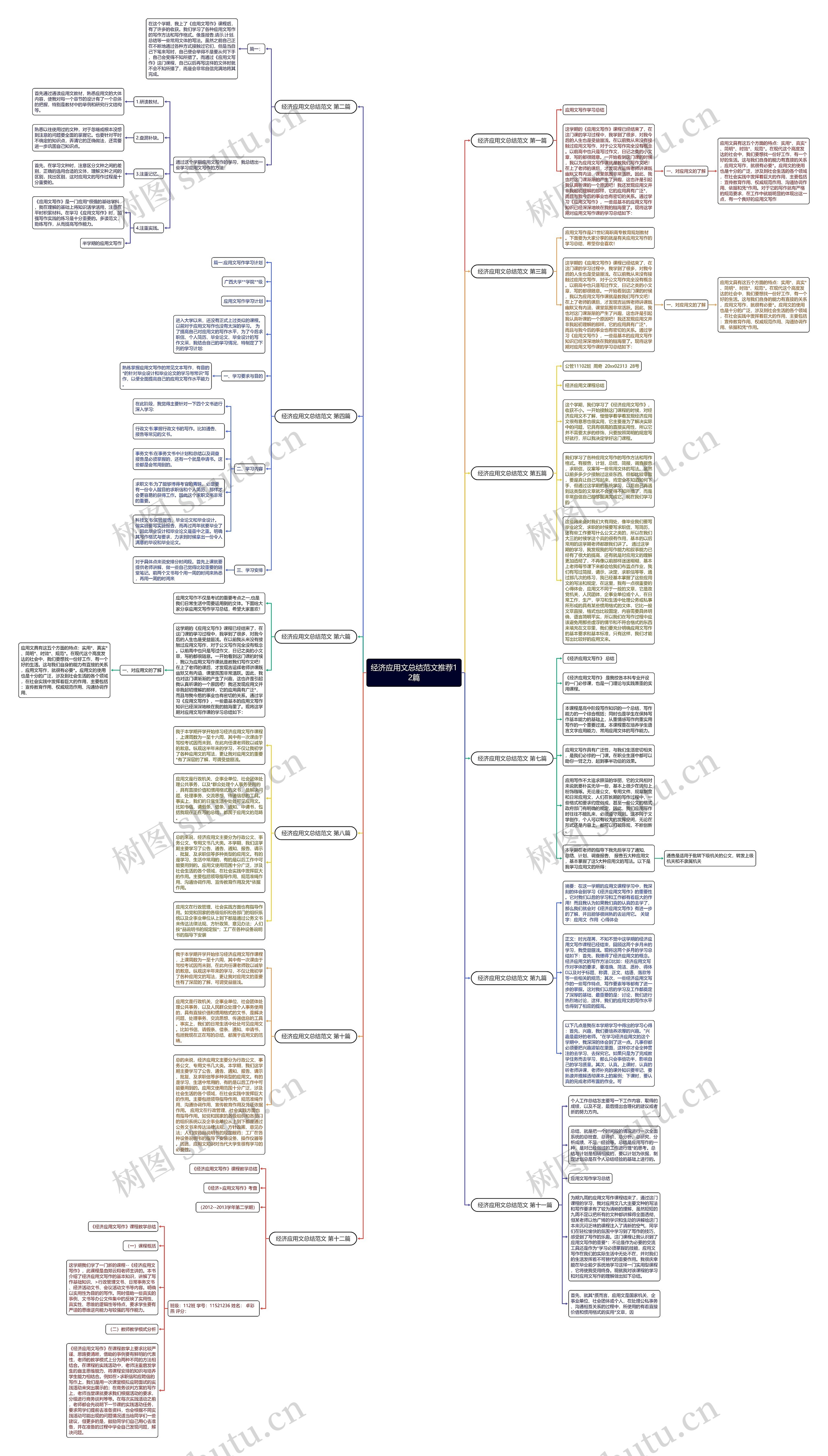 经济应用文总结范文推荐12篇思维导图