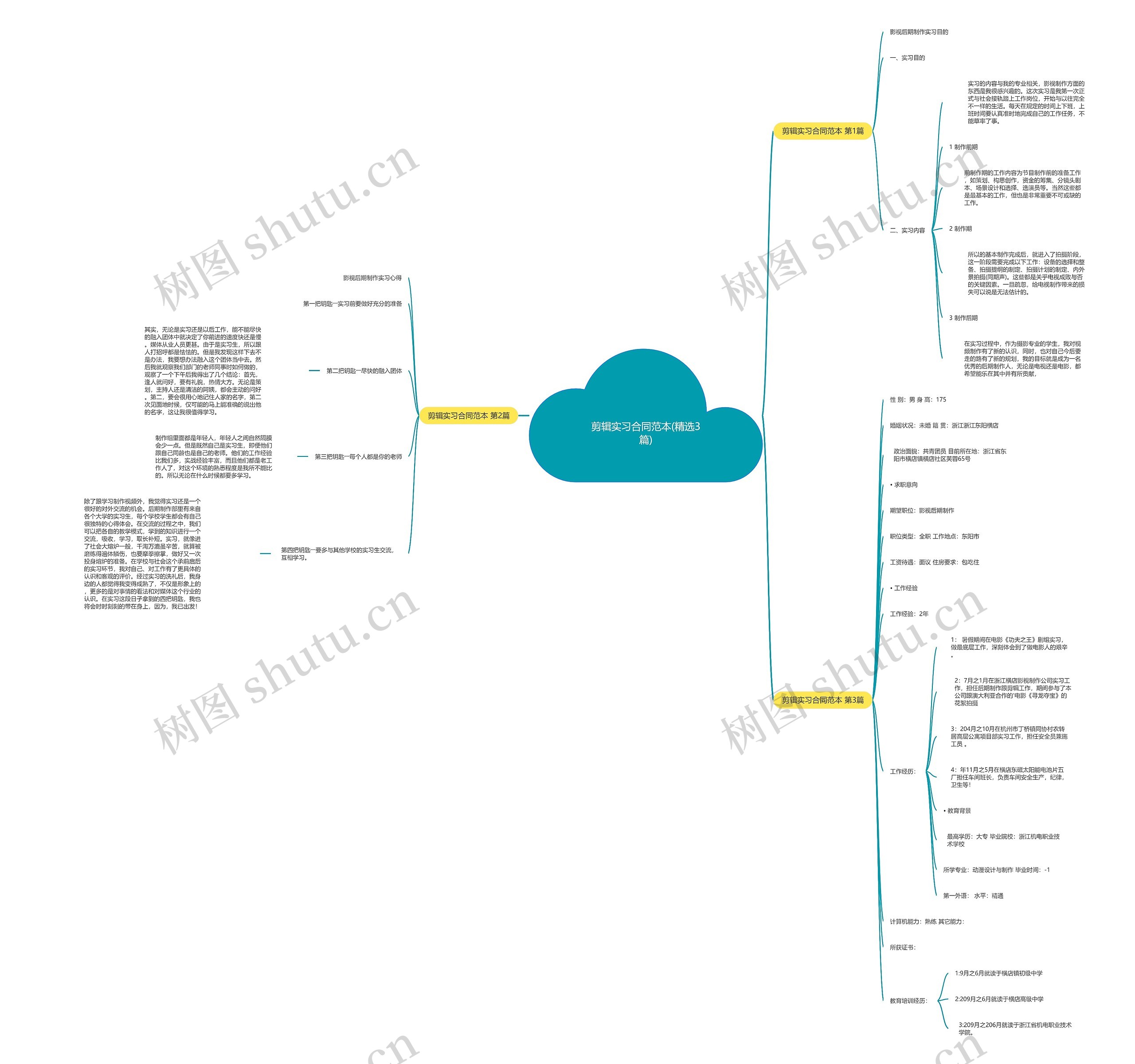 剪辑实习合同范本(精选3篇)思维导图