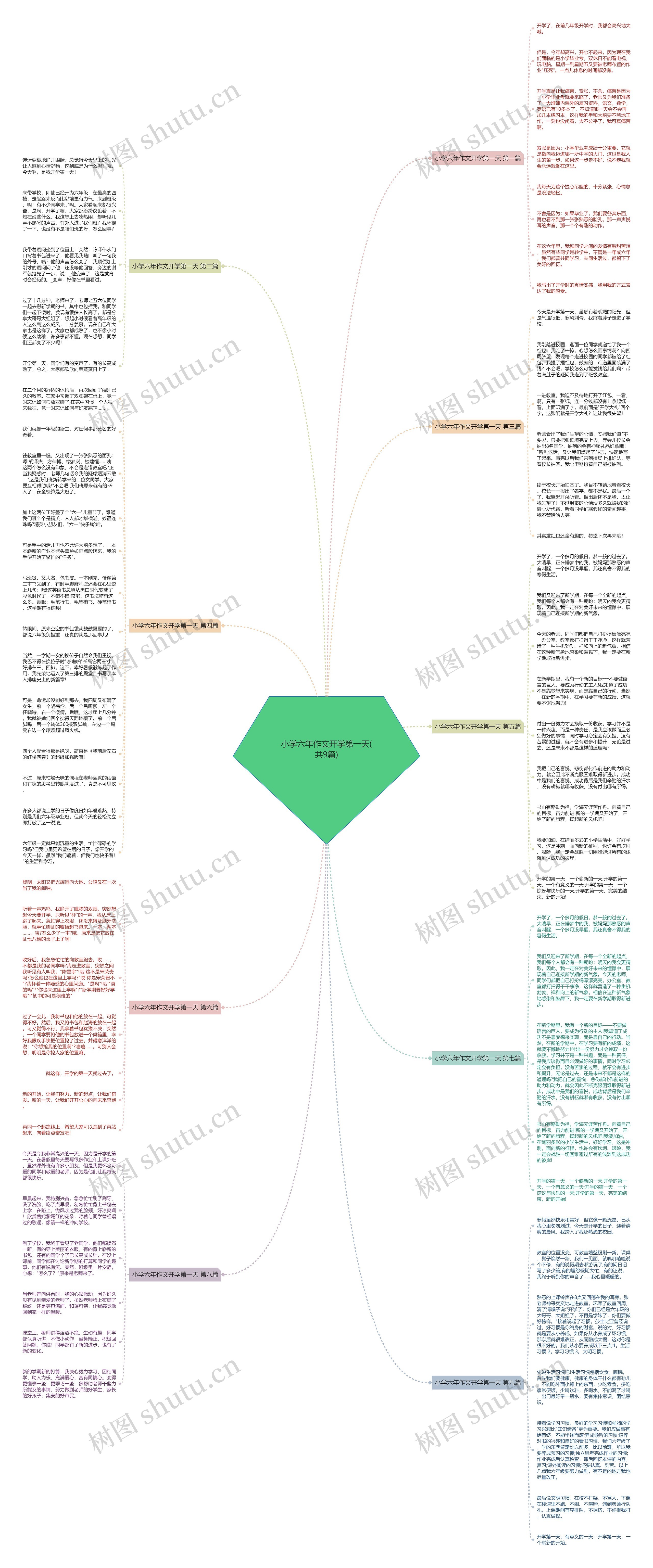 小学六年作文开学第一天(共9篇)思维导图