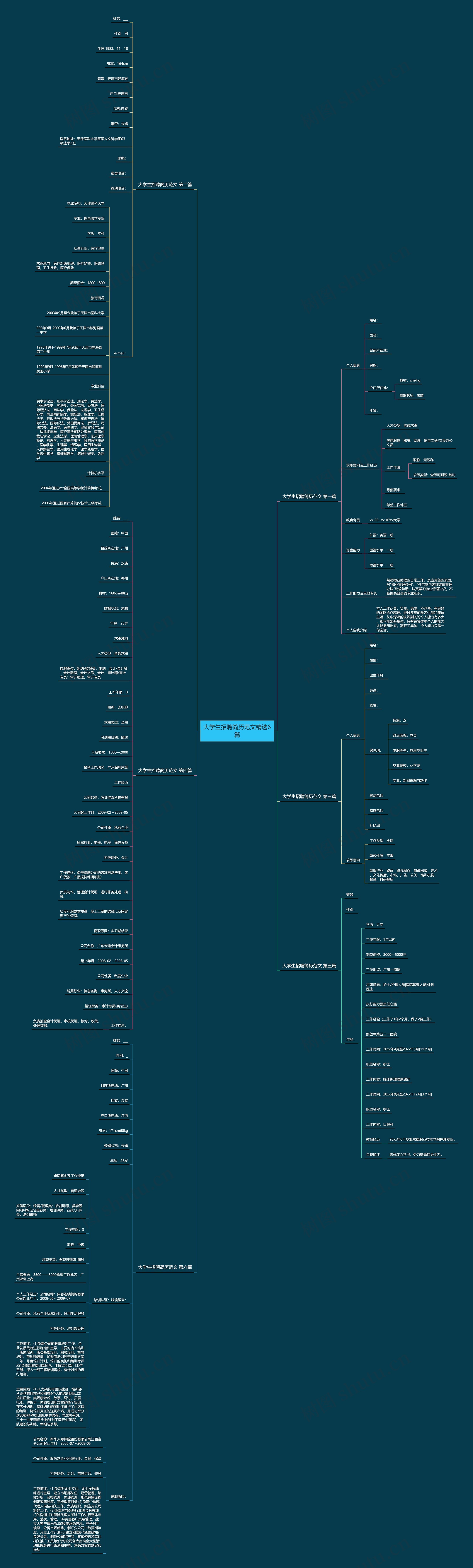 大学生招聘简历范文精选6篇思维导图