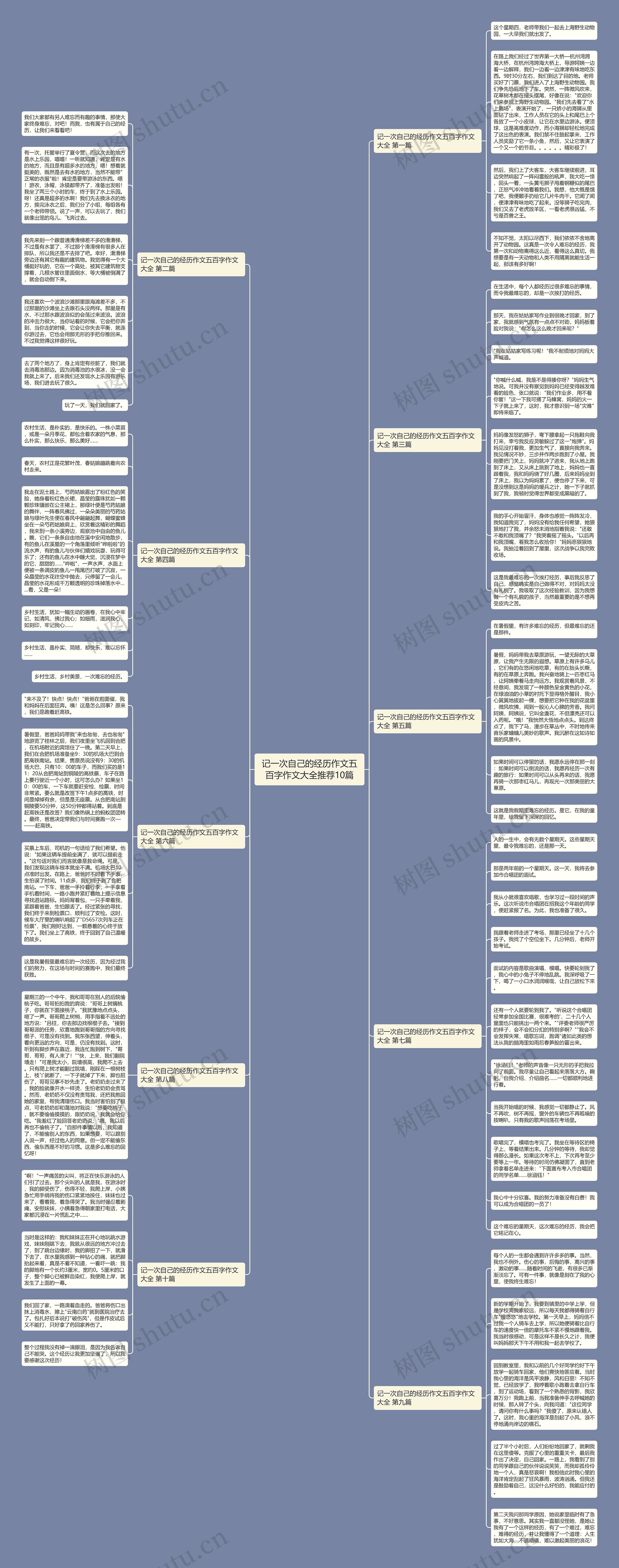 记一次自己的经历作文五百字作文大全推荐10篇思维导图
