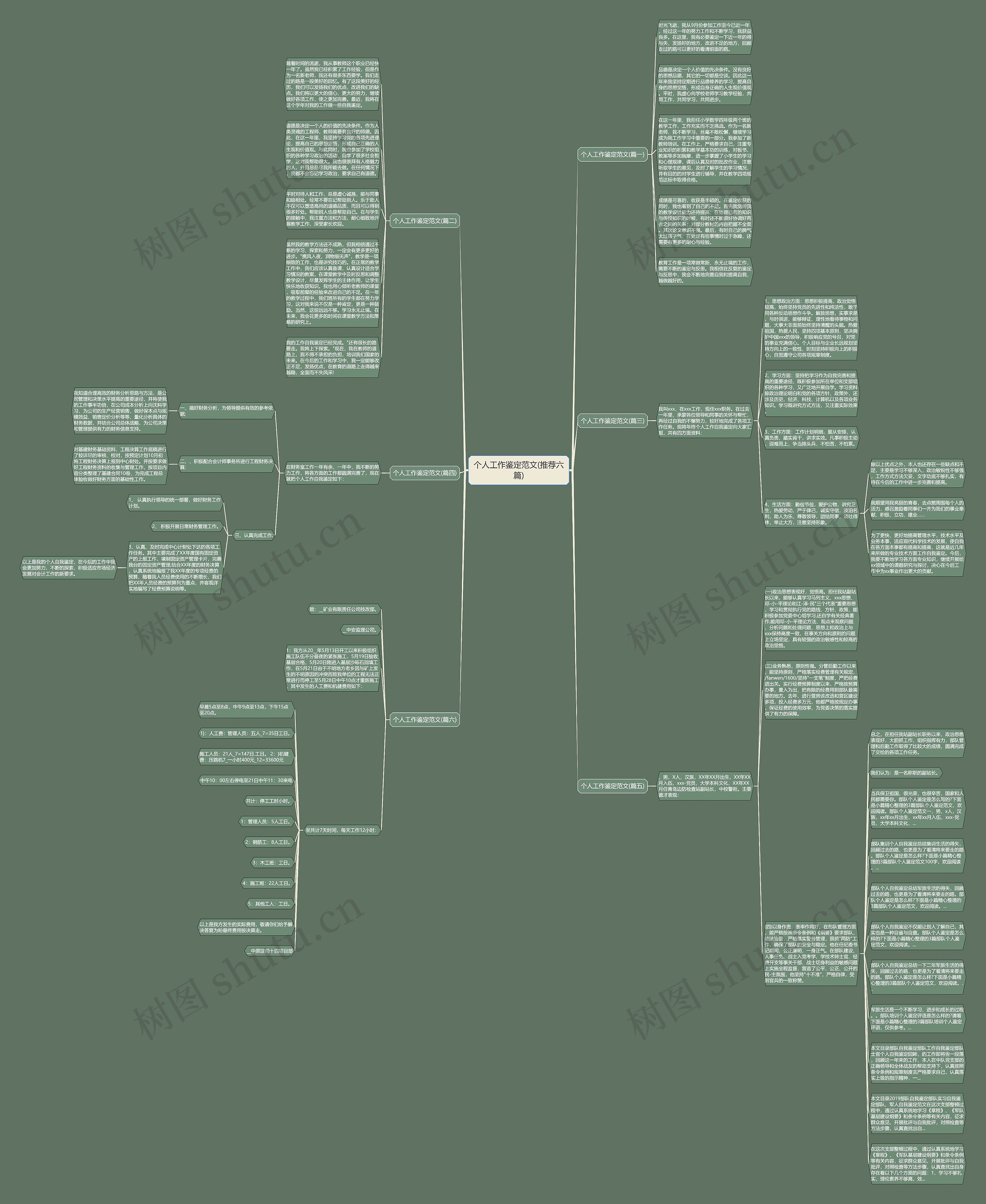 个人工作鉴定范文(推荐六篇)思维导图