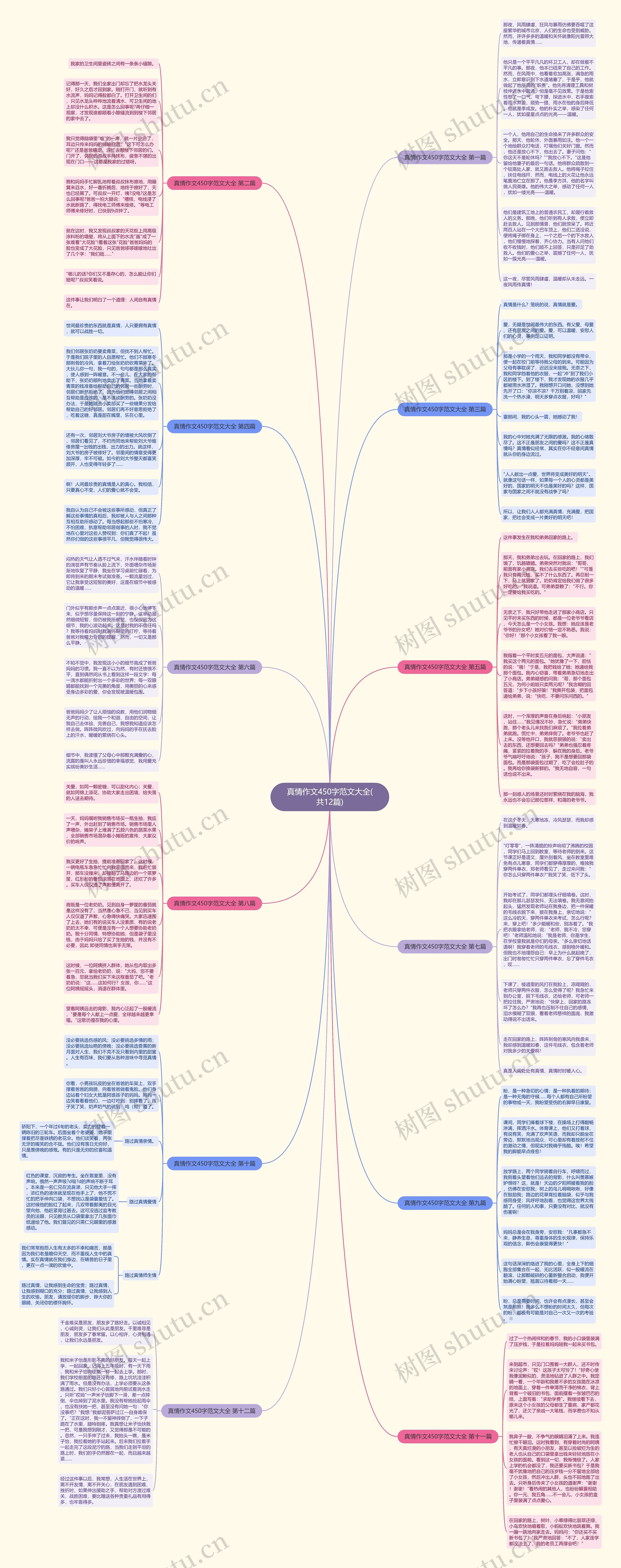真情作文450字范文大全(共12篇)思维导图