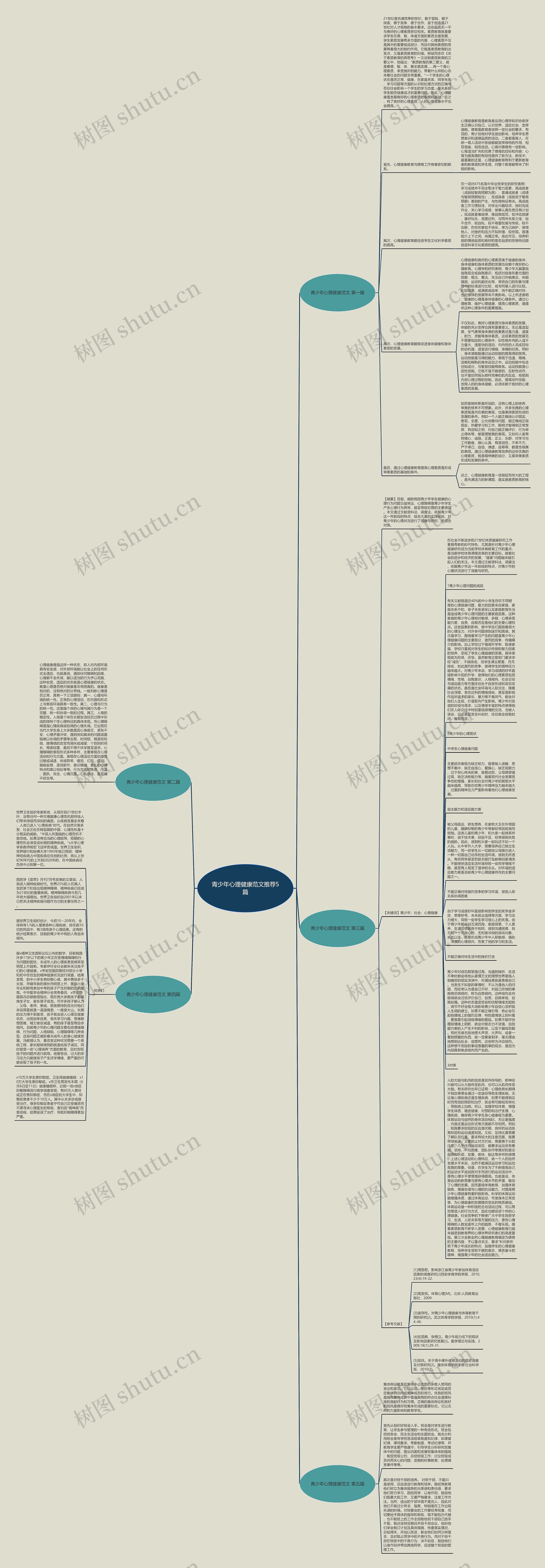 青少年心理健康范文推荐5篇思维导图