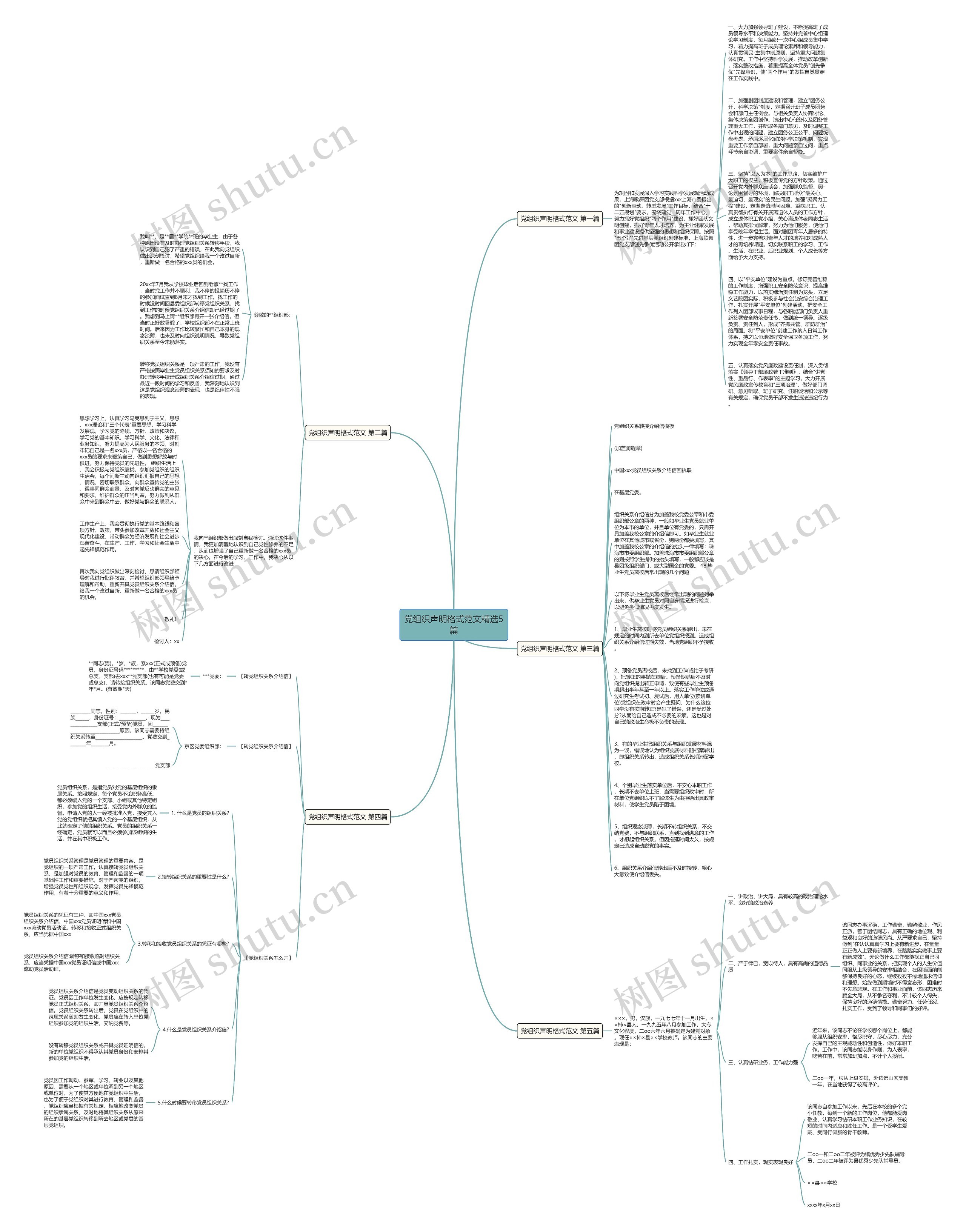 党组织声明格式范文精选5篇思维导图