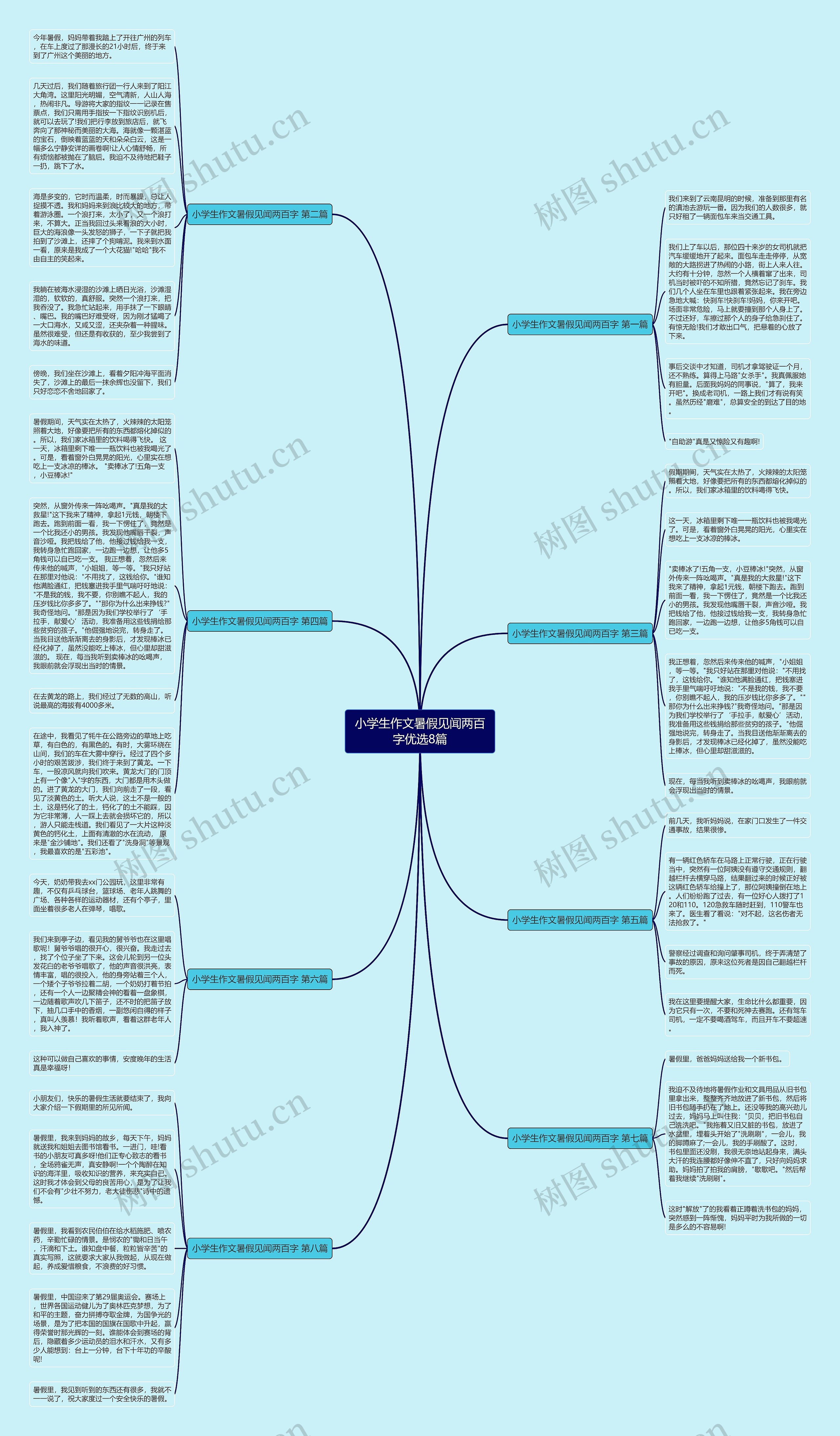 小学生作文暑假见闻两百字优选8篇思维导图