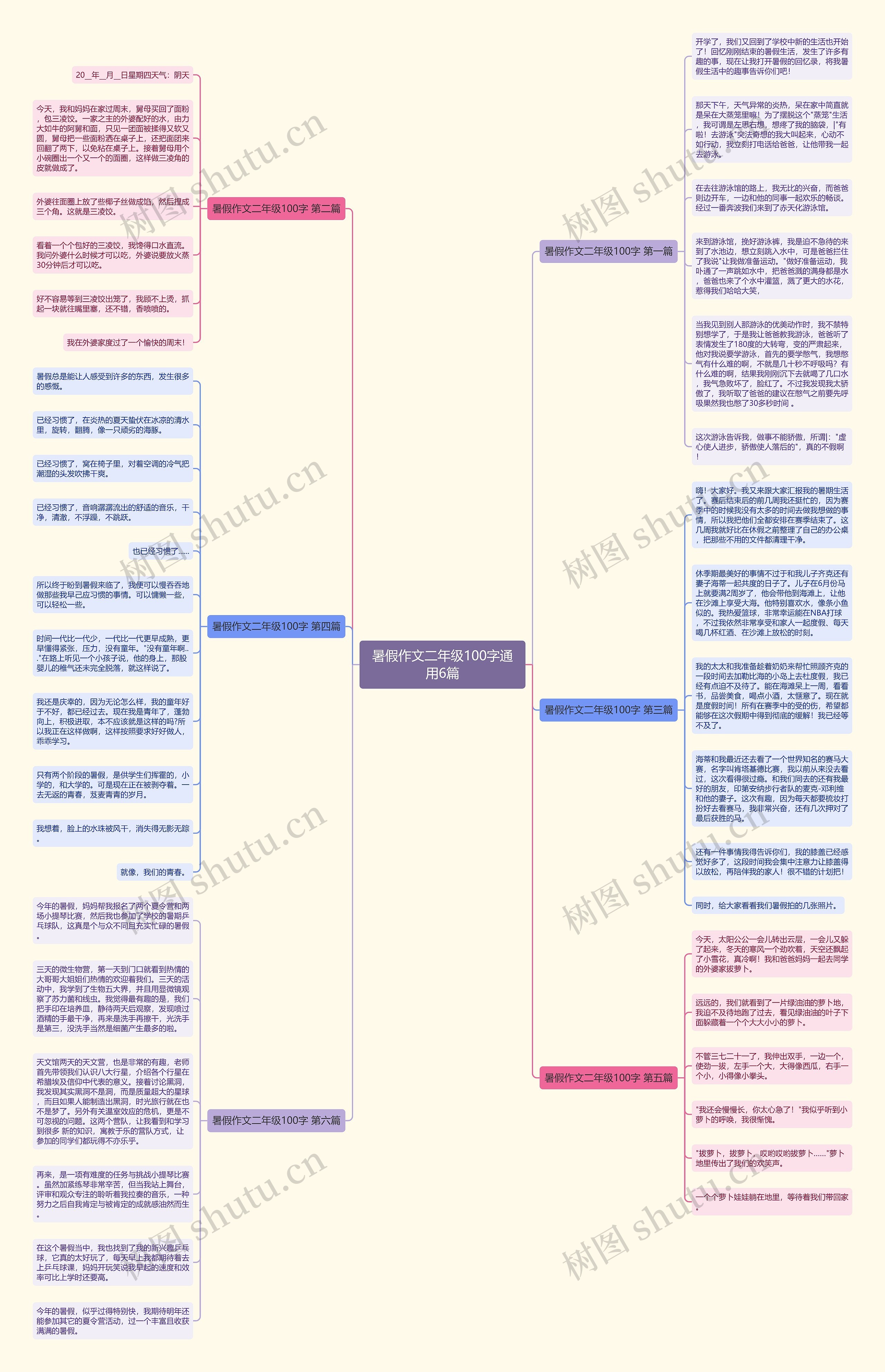 暑假作文二年级100字通用6篇思维导图