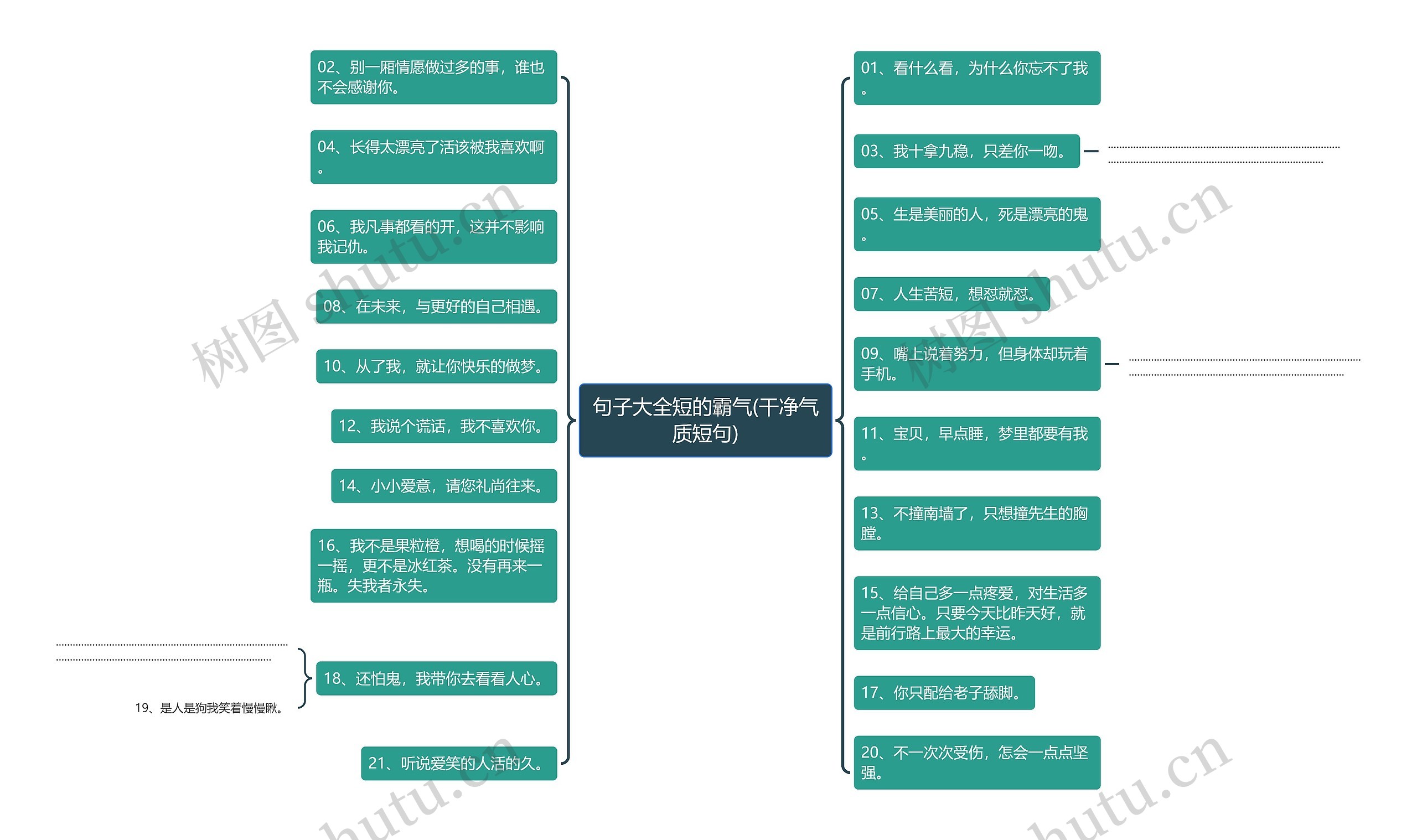 句子大全短的霸气(干净气质短句)思维导图