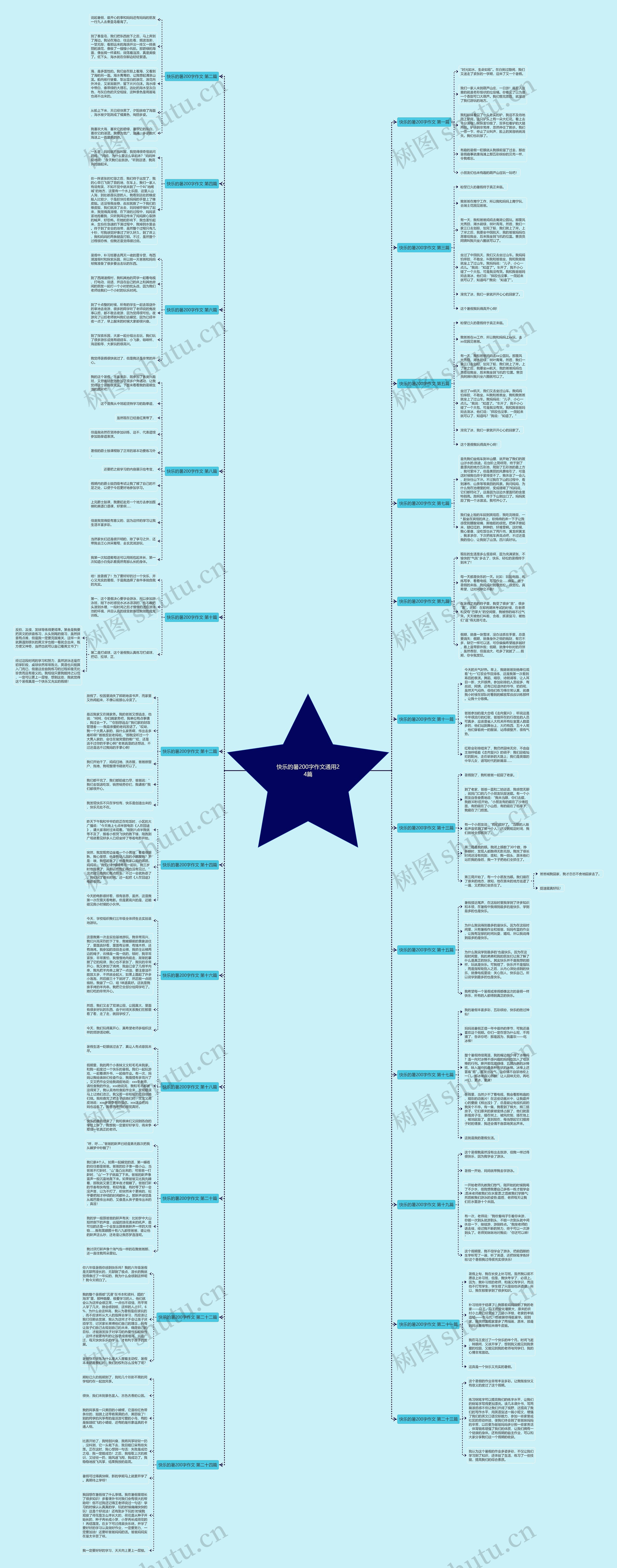 快乐的暑200字作文通用24篇思维导图