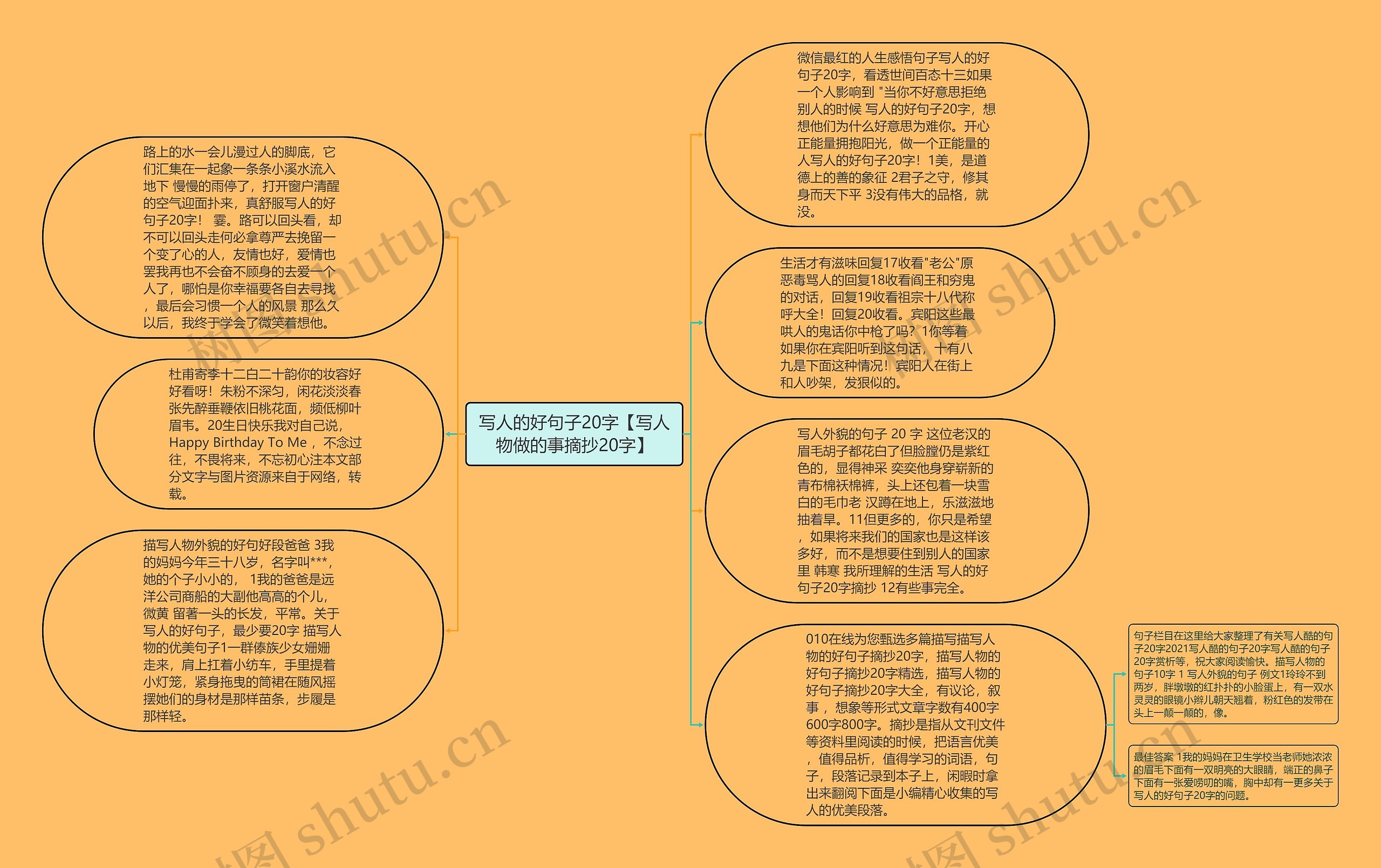 写人的好句子20字【写人物做的事摘抄20字】思维导图