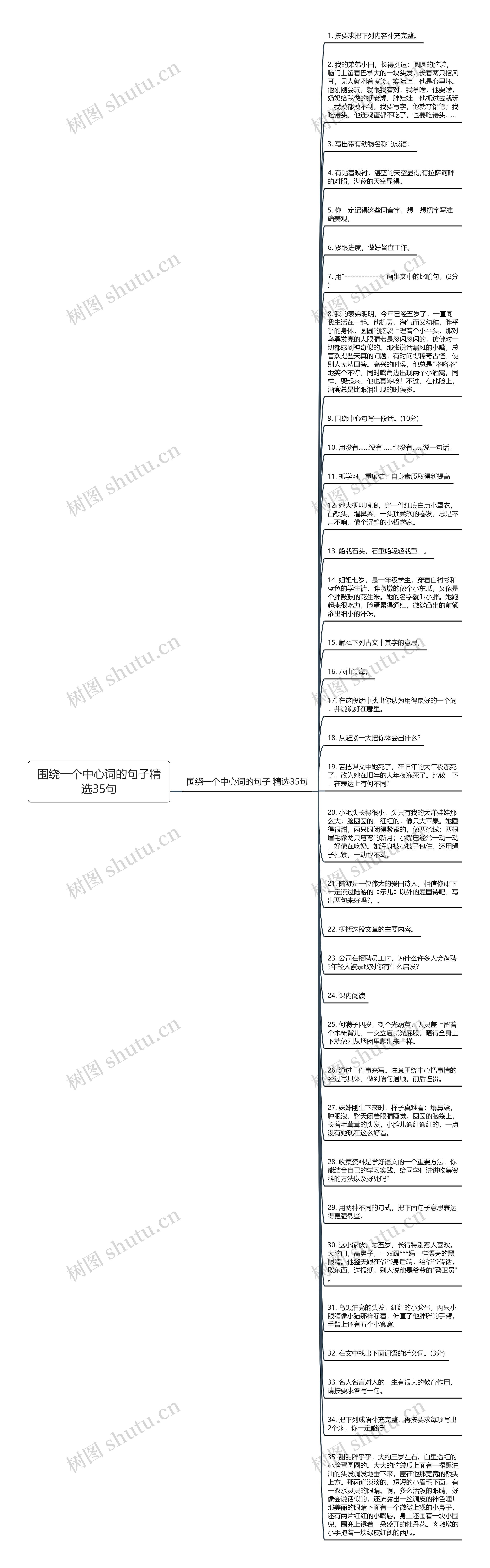 围绕一个中心词的句子精选35句思维导图