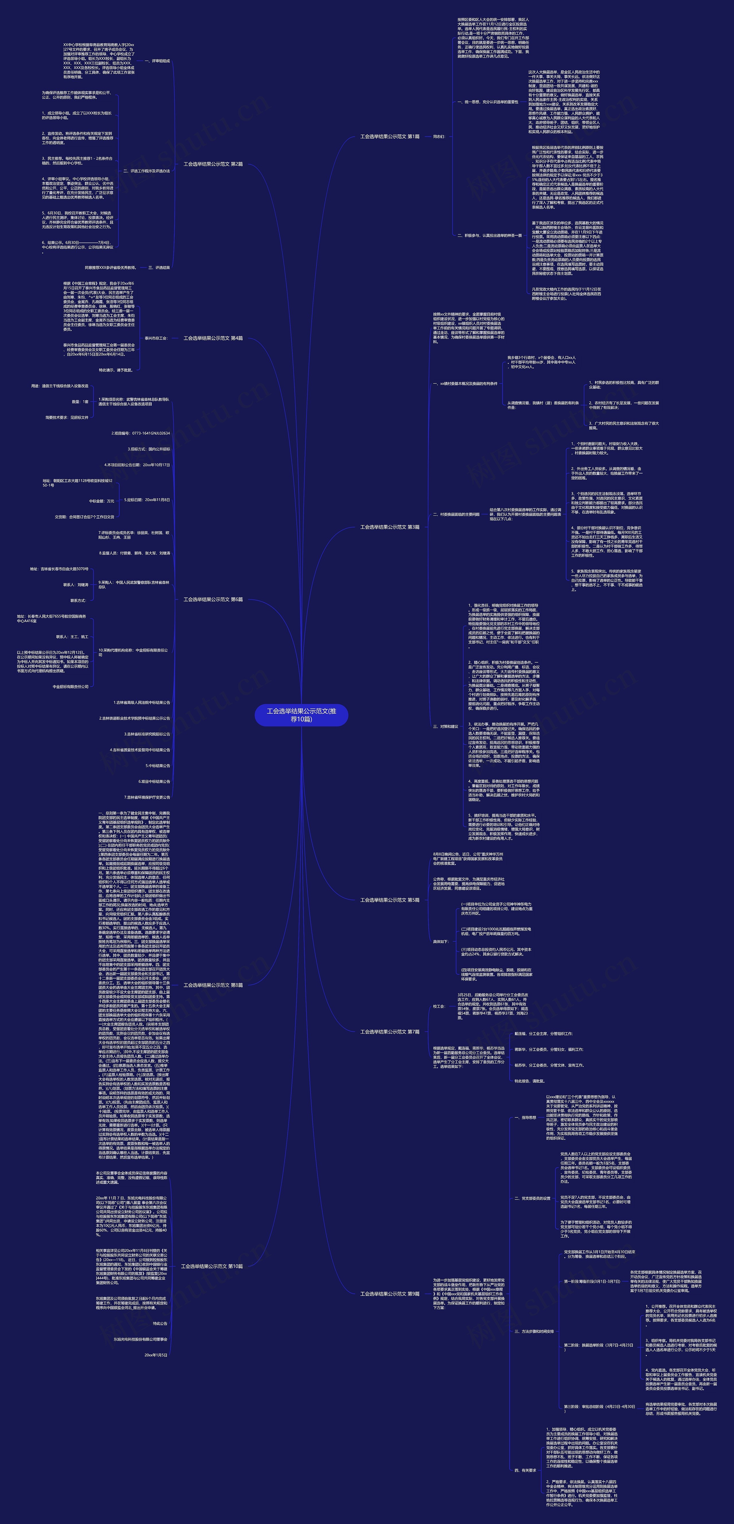 工会选举结果公示范文(推荐10篇)思维导图