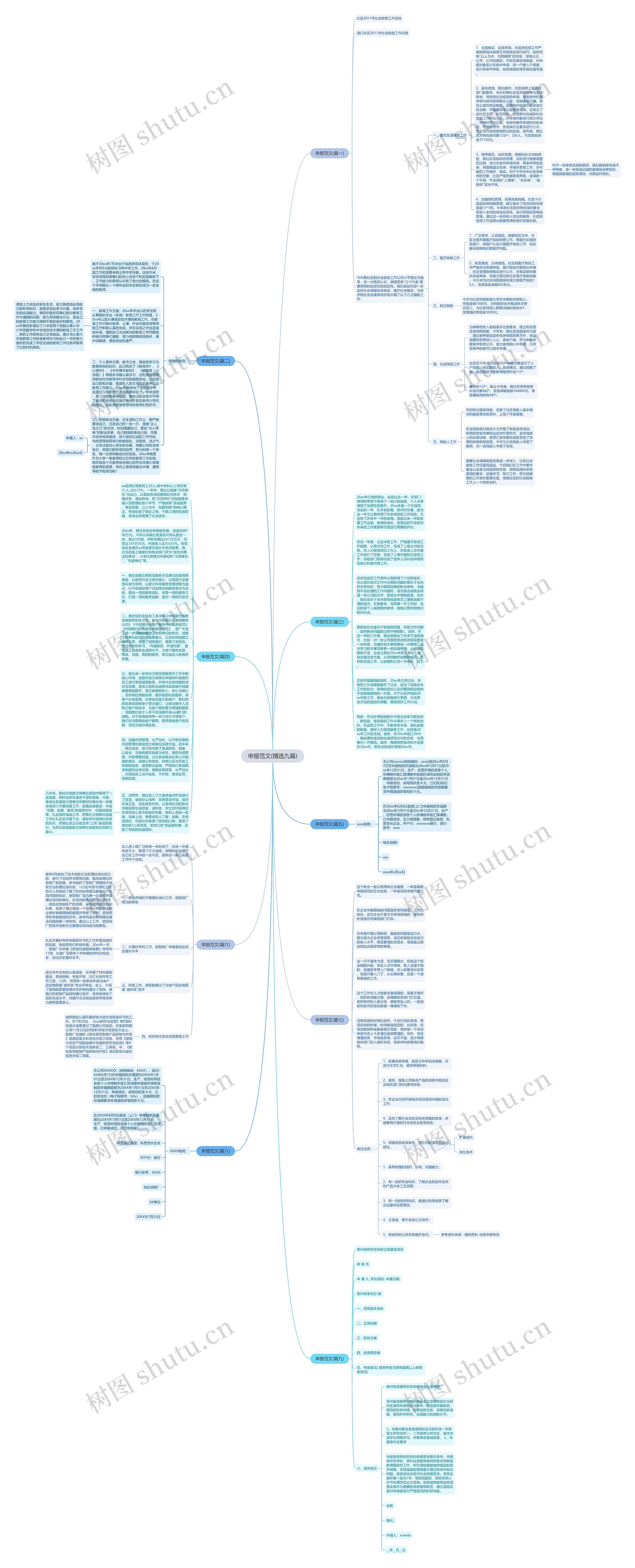 申报范文(精选九篇)思维导图