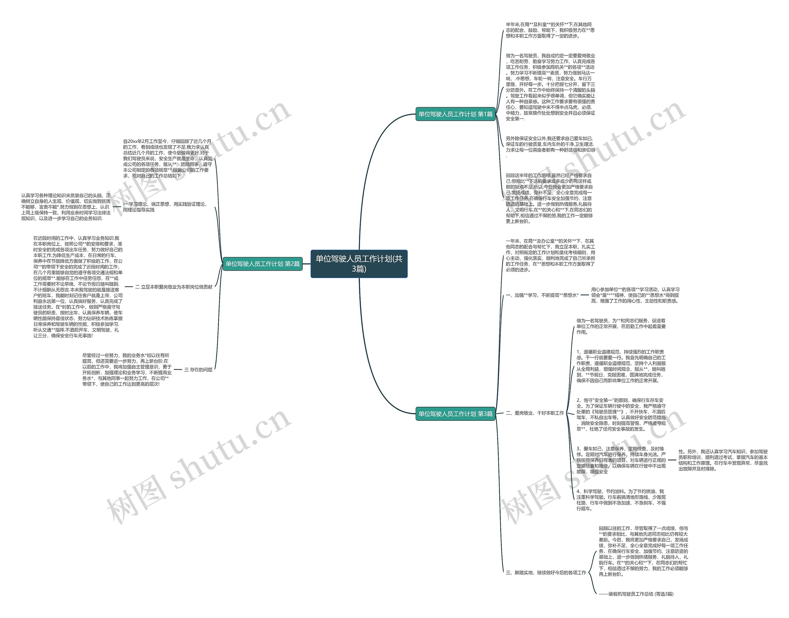 单位驾驶人员工作计划(共3篇)思维导图
