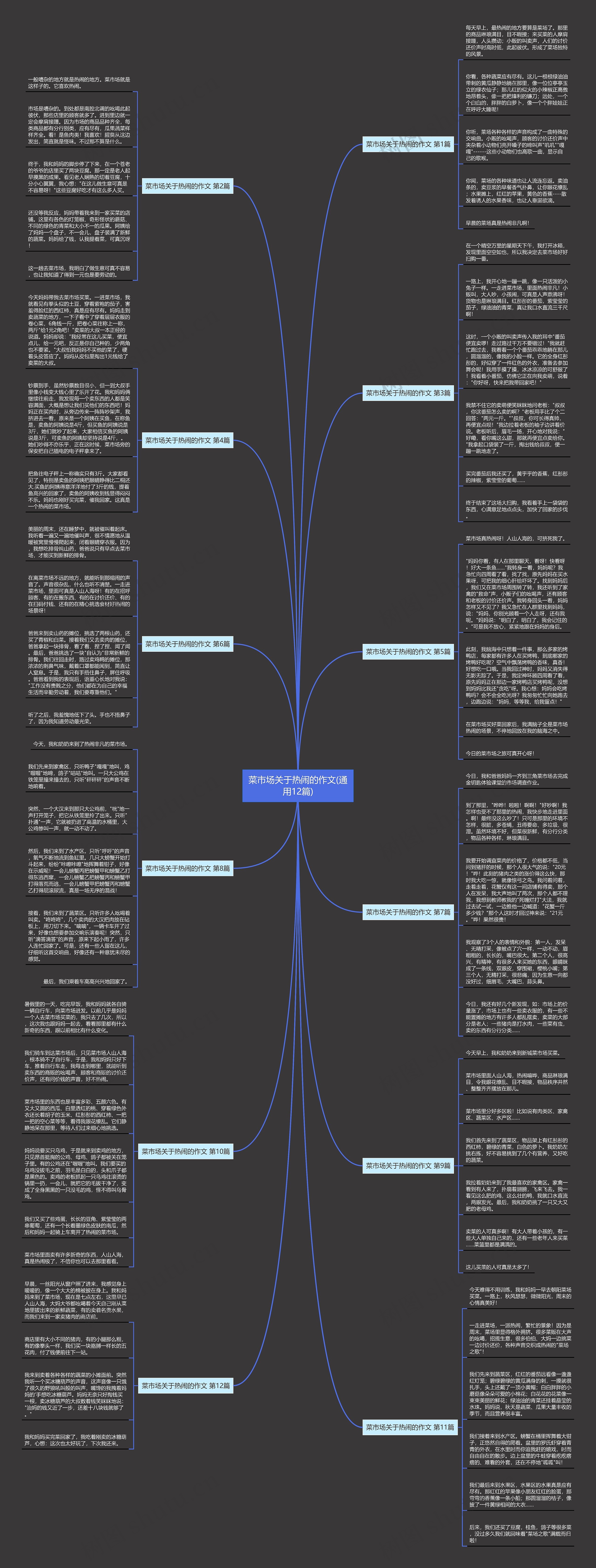 菜市场关于热闹的作文(通用12篇)思维导图